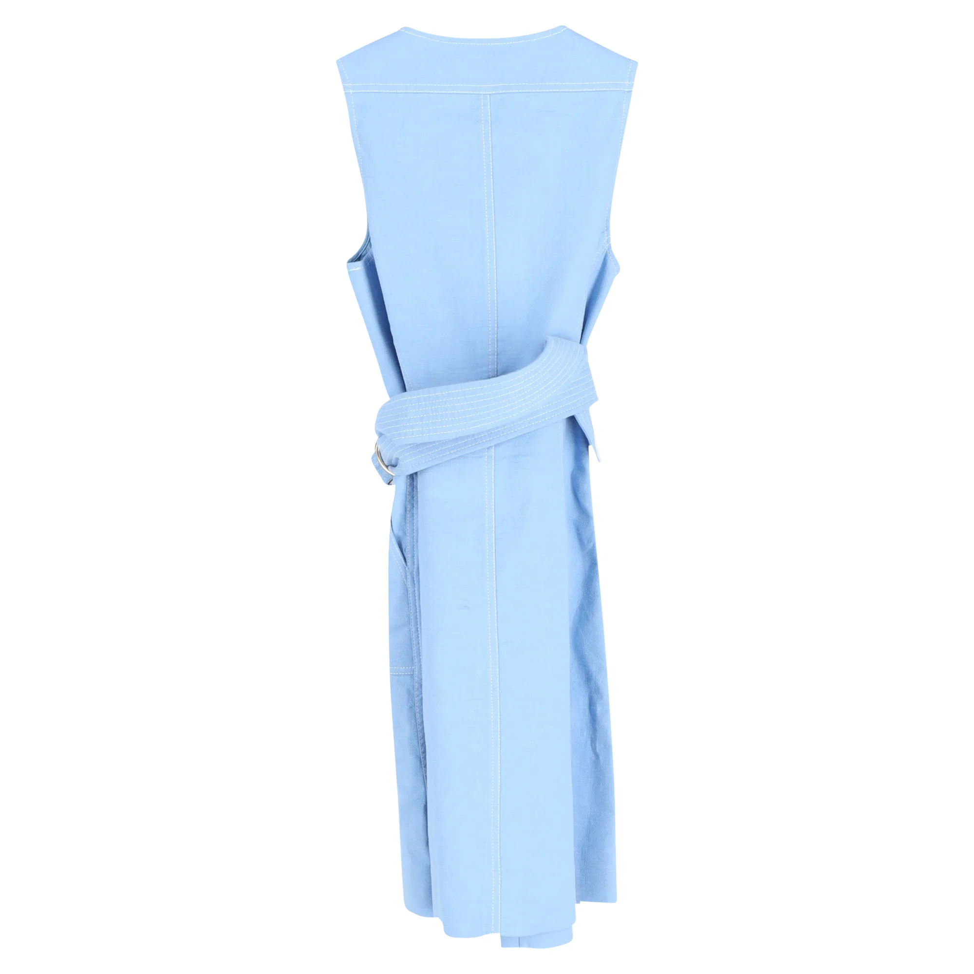 Women's Diane Von Furstenberg Sleeveless Zip Front Dress in Light Blue Cotton - Image 2
