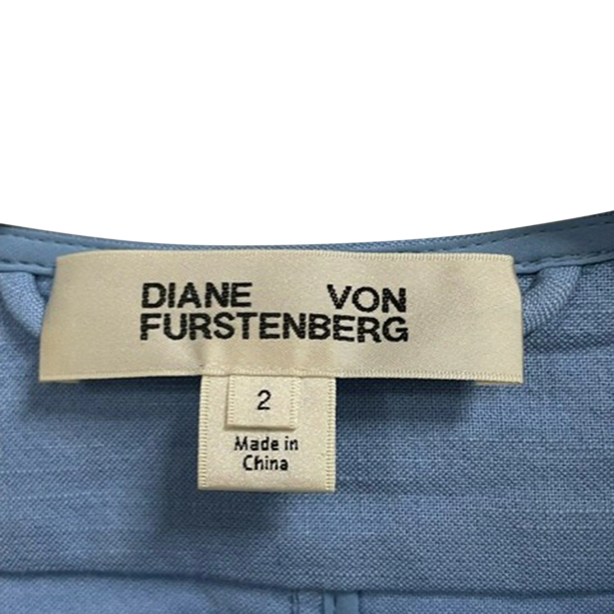 Women's Diane Von Furstenberg Sleeveless Zip Front Dress in Light Blue Cotton - Image 3