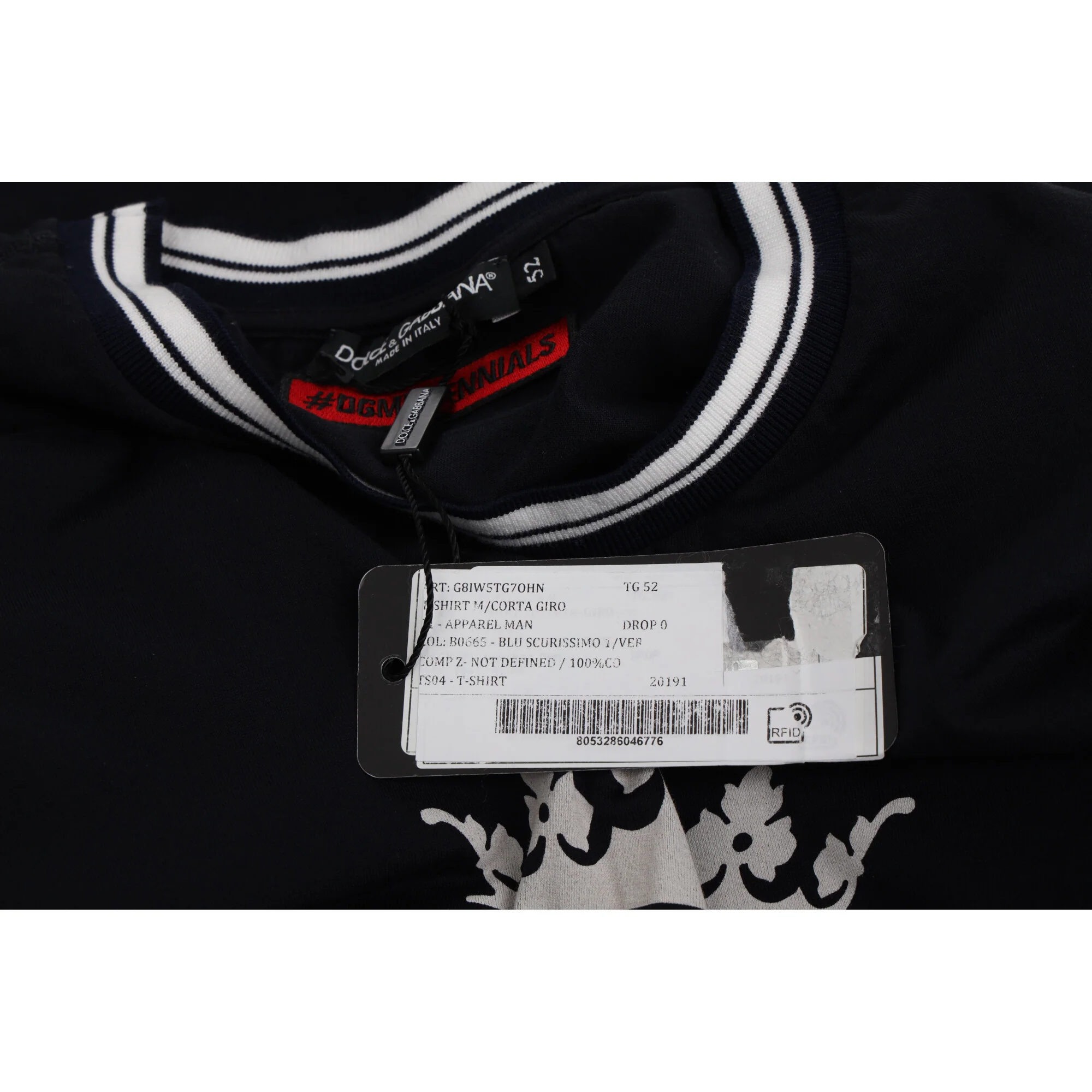 Men's Dolce & Gabbana Crown Logo-Print Crewneck T-Shirt in Black Cotton - Image 5