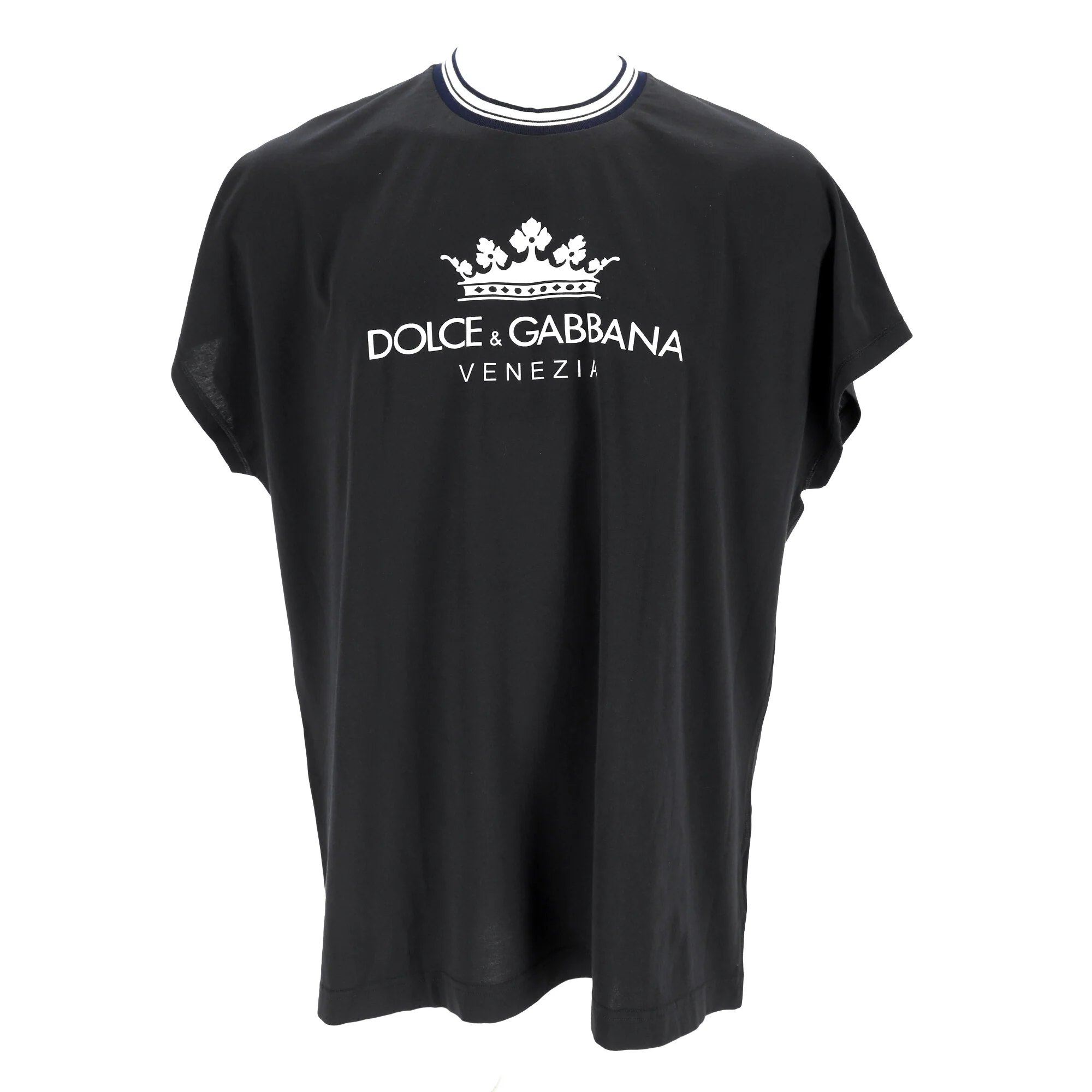 Men's Dolce & Gabbana Crown Logo-Print Crewneck T-Shirt in Black Cotton - Image 7