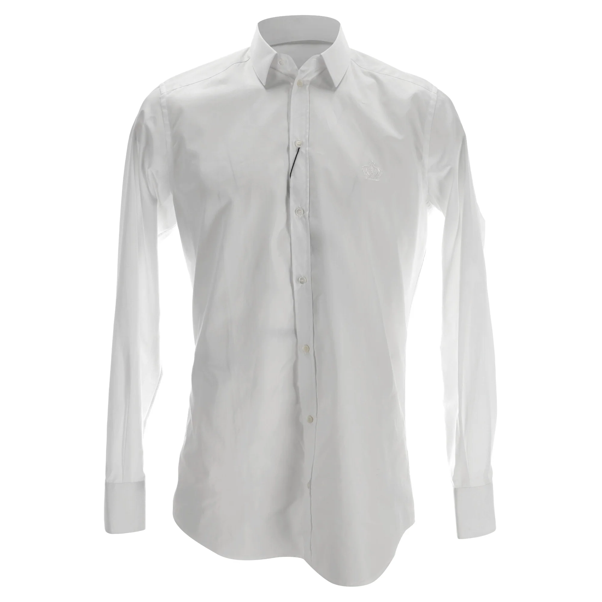 Men's Dolce & Gabbana GOLD Button-Down Long Sleeve Shirt in White Cotton