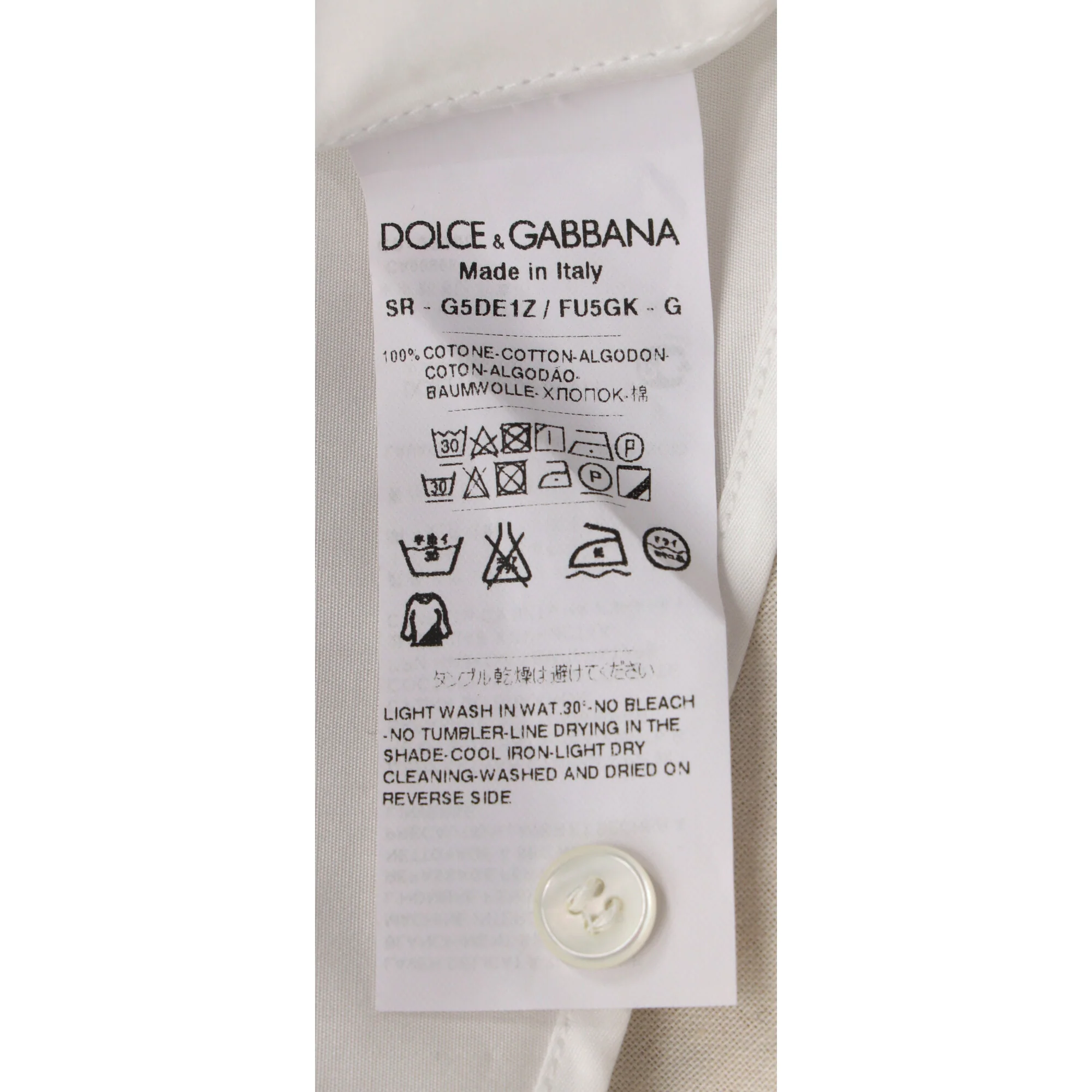Men's Dolce & Gabbana GOLD Button-Down Long Sleeve Shirt in White Cotton - Image 6