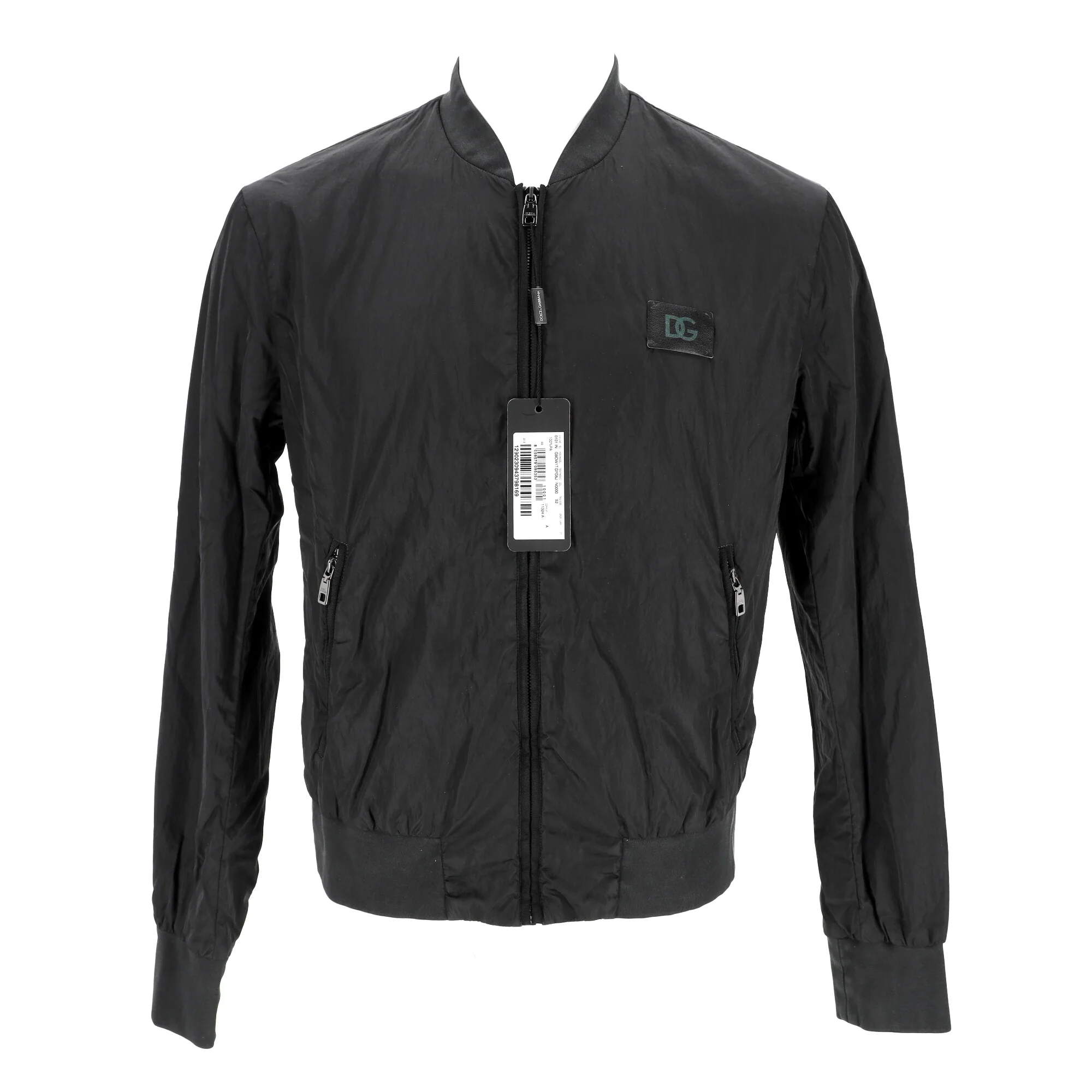Men's Dolce & Gabbana Logo-Patched Zip-Up Bomber Jacket in Black Polyamide - Image 8