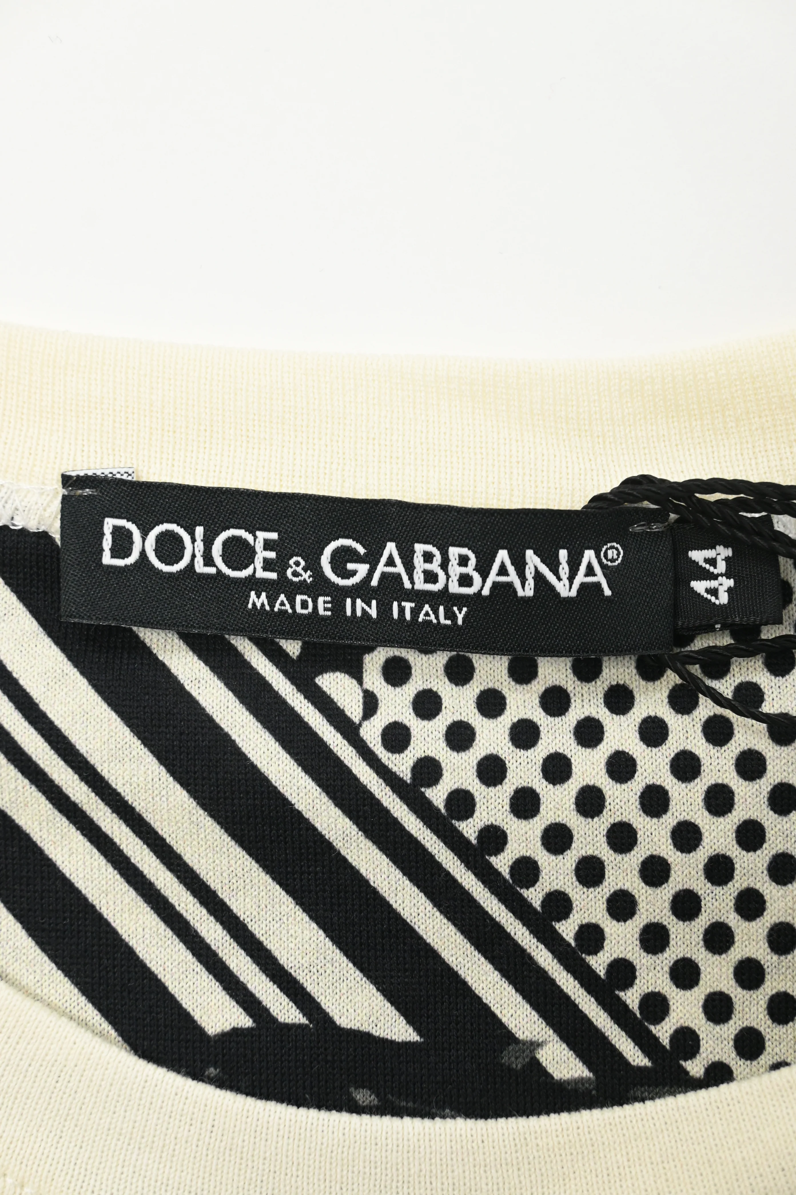 Men's Dolce & Gabbana Monochrome Pique Rose Printed T-Shirt in White Cotton - Image 9