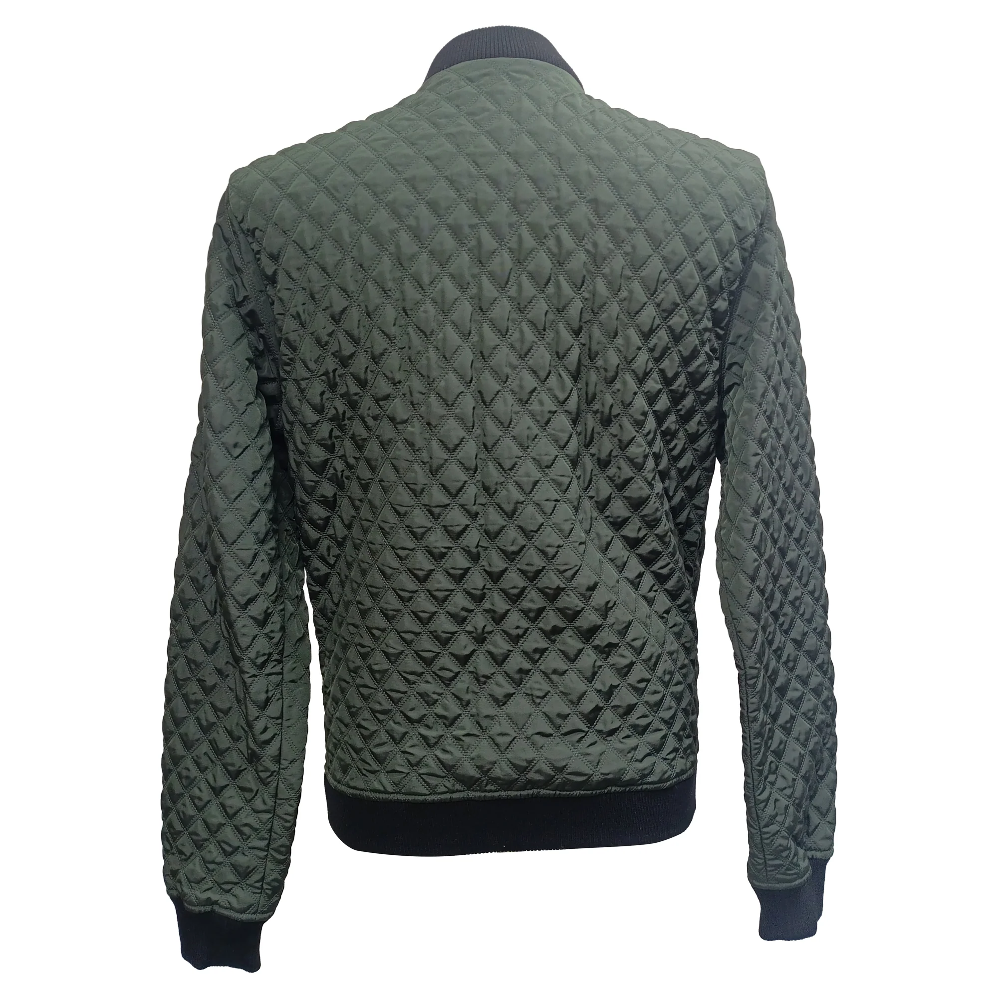 Men's Dolce & Gabbana Quilted Bomber Jacket in Olive Polyamide - Image 2