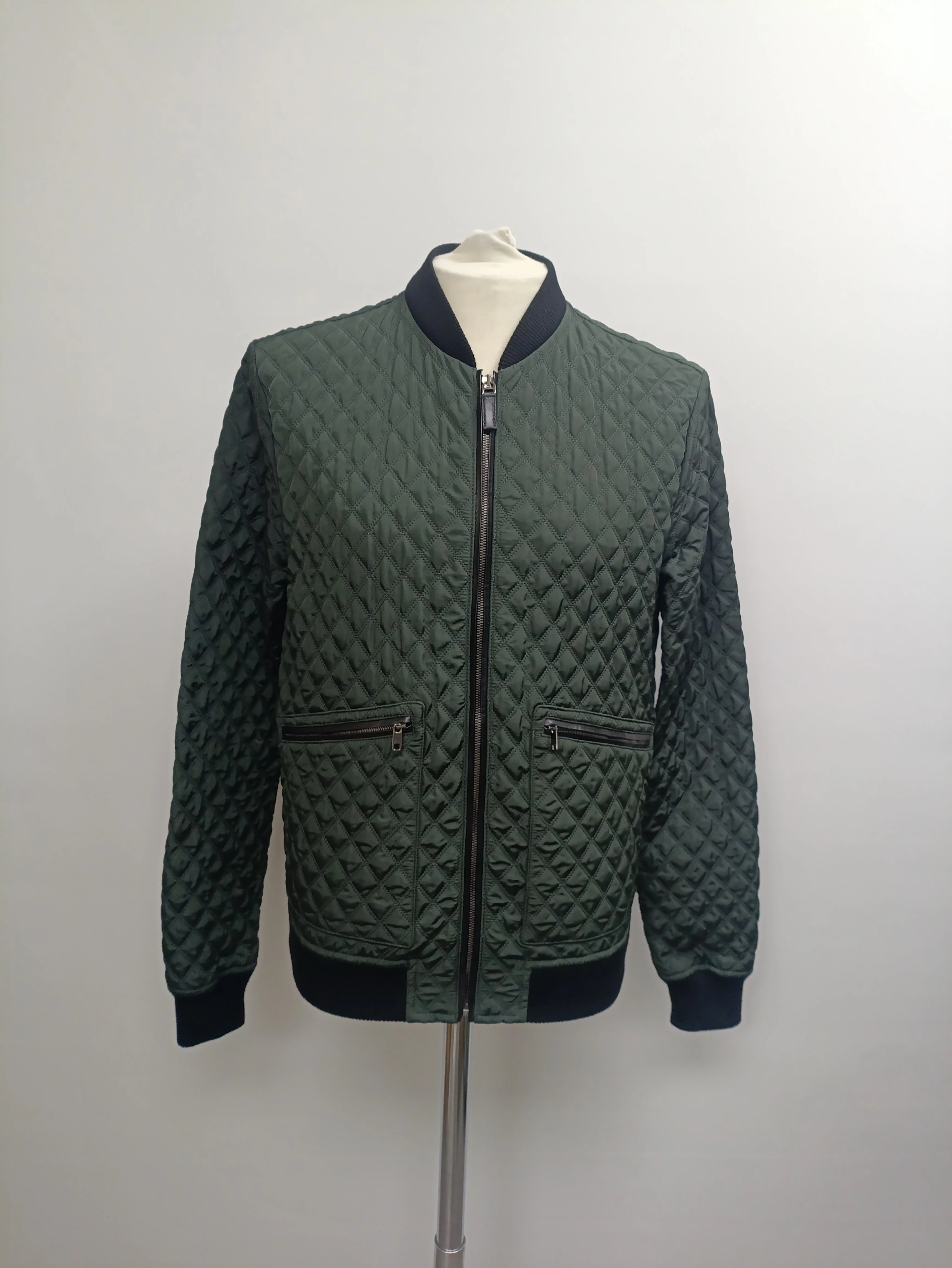 Men's Dolce & Gabbana Quilted Bomber Jacket in Olive Polyamide - Image 6
