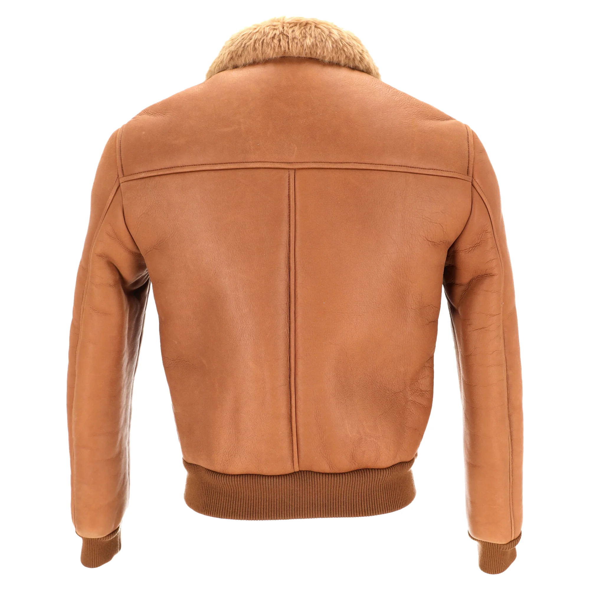 Men's Dolce & Gabbana Shear-Lined Bomber Jacket in Brown Lamb Leather - Image 3
