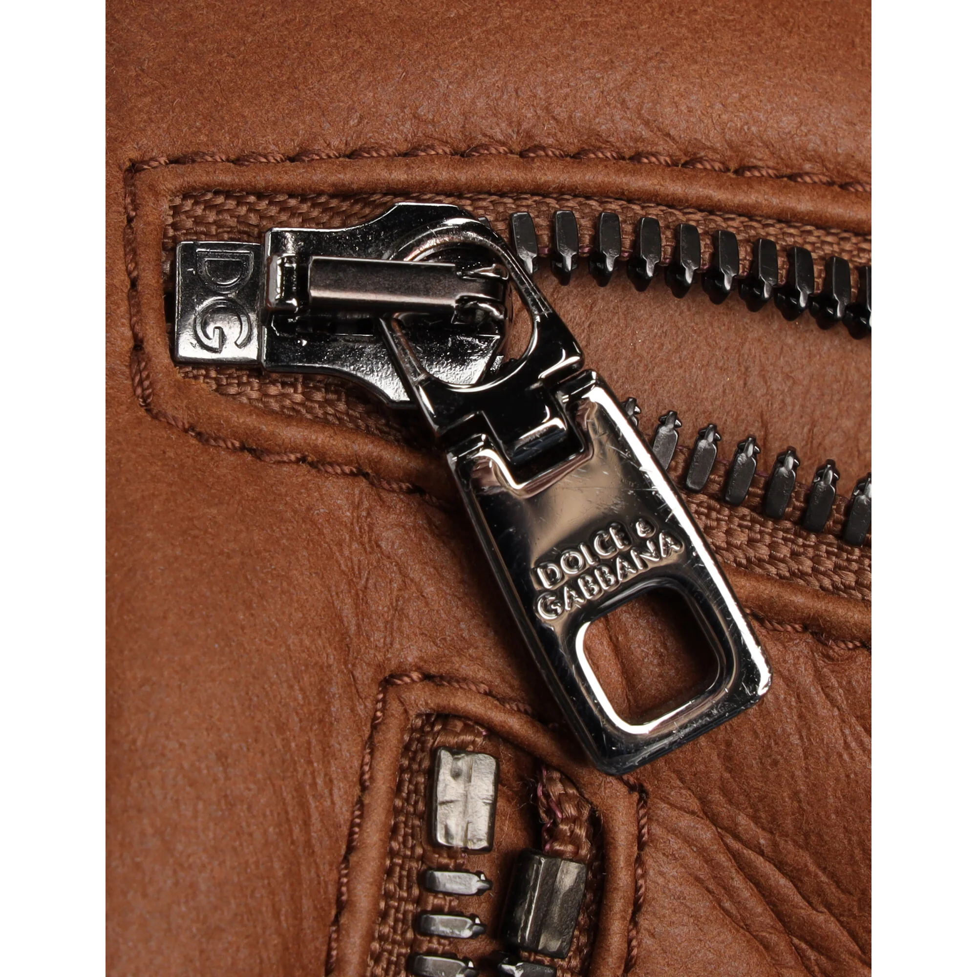 Men's Dolce & Gabbana Shear-Lined Bomber Jacket in Brown Lamb Leather - Image 6
