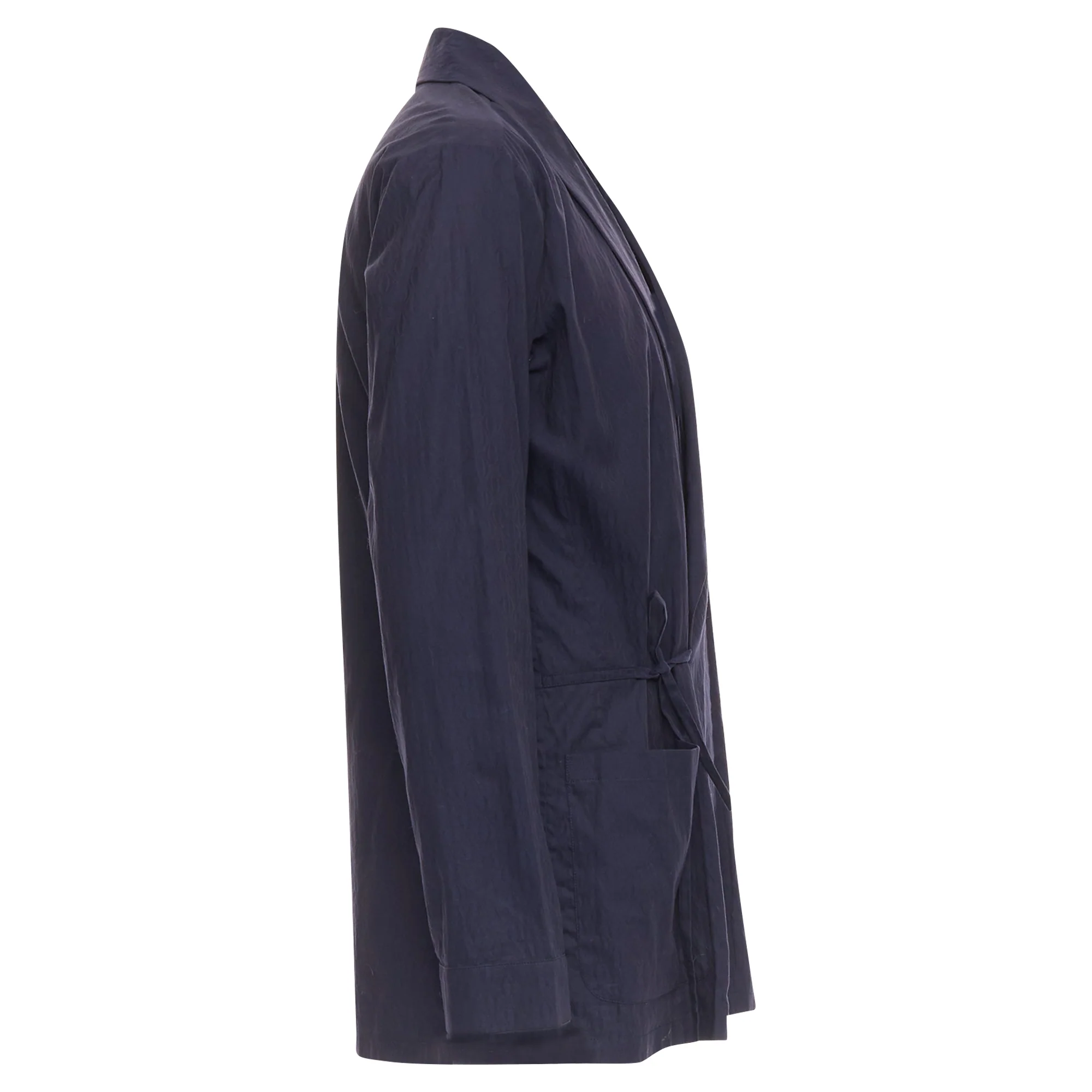 Men's DRIES VAN NOTEN navy subtle printed cotton collared kimono overshirt IT44 XS - Image 4