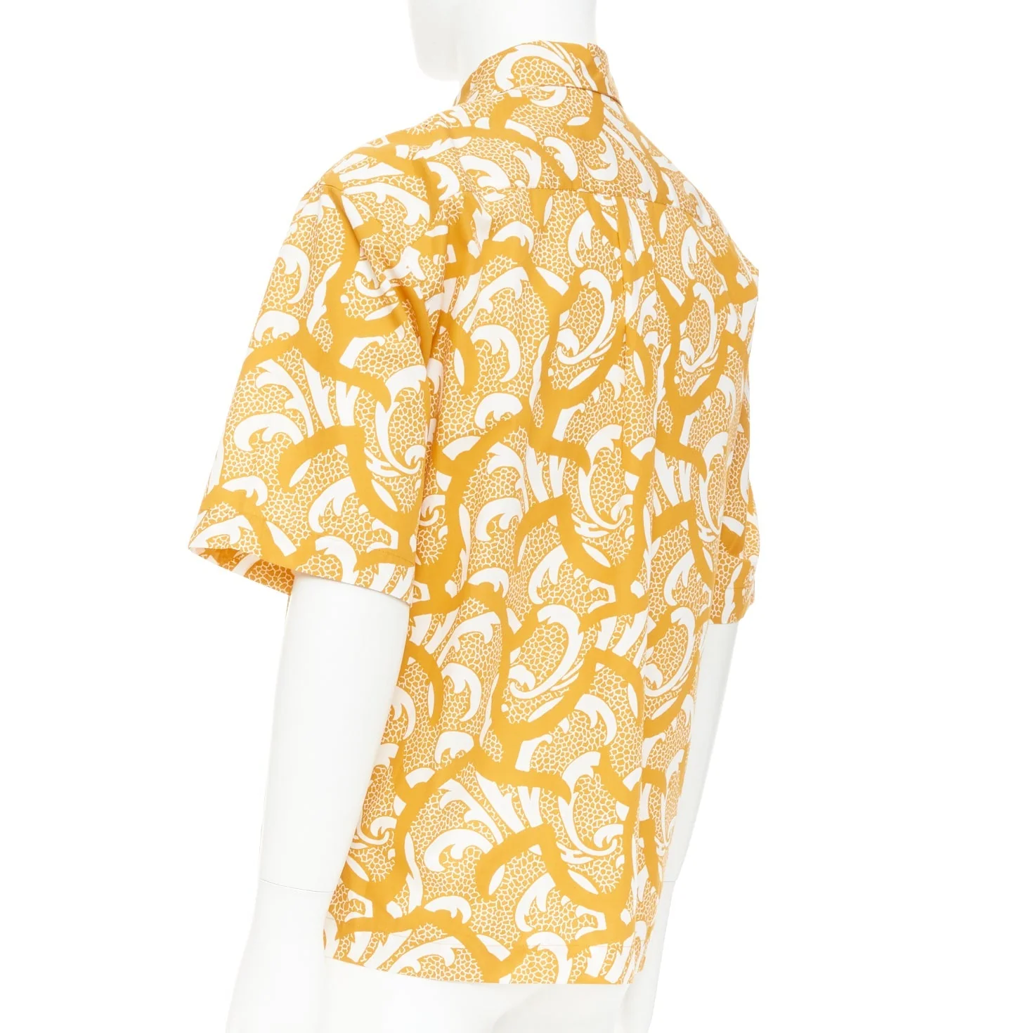 Men's DRIES VAN NOTEN yellow lilac sequin embroidered short sleeve bowling shirt S - Image 6