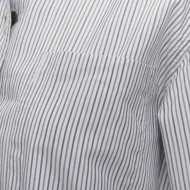 Women's DRIES VAN NOTEN blue pinstripe cotton cupro hem long sleeve shirt dress FR34 XS - Image 6