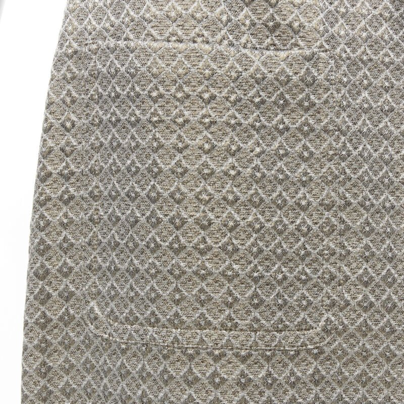 Women's DRIES VAN NOTEN gold coated jacquard cotton belted knee lnegth skirt FR36 S - Image 7