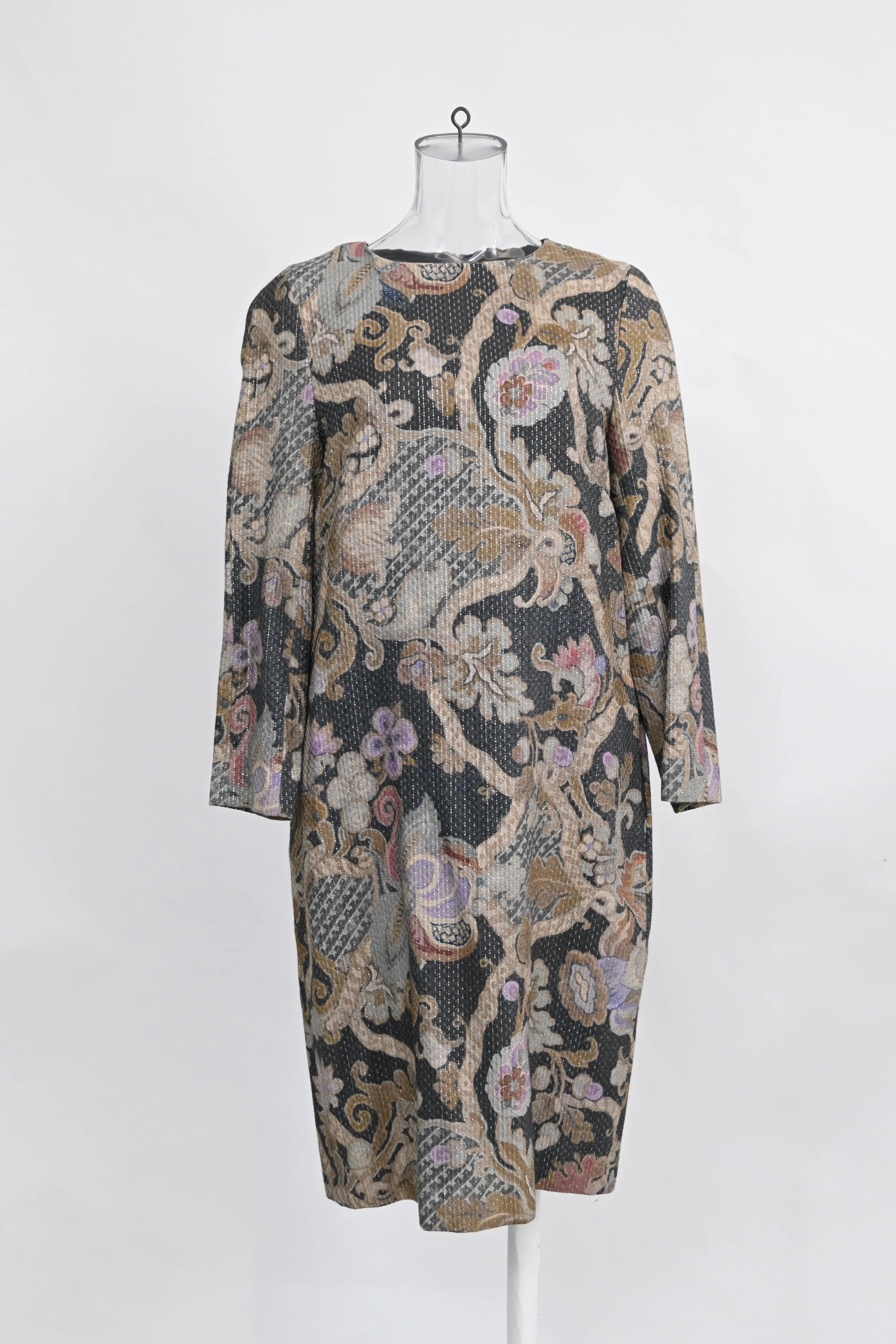 Women's Dries Van Noten Long Coat in Floral Print Wool - Image 6