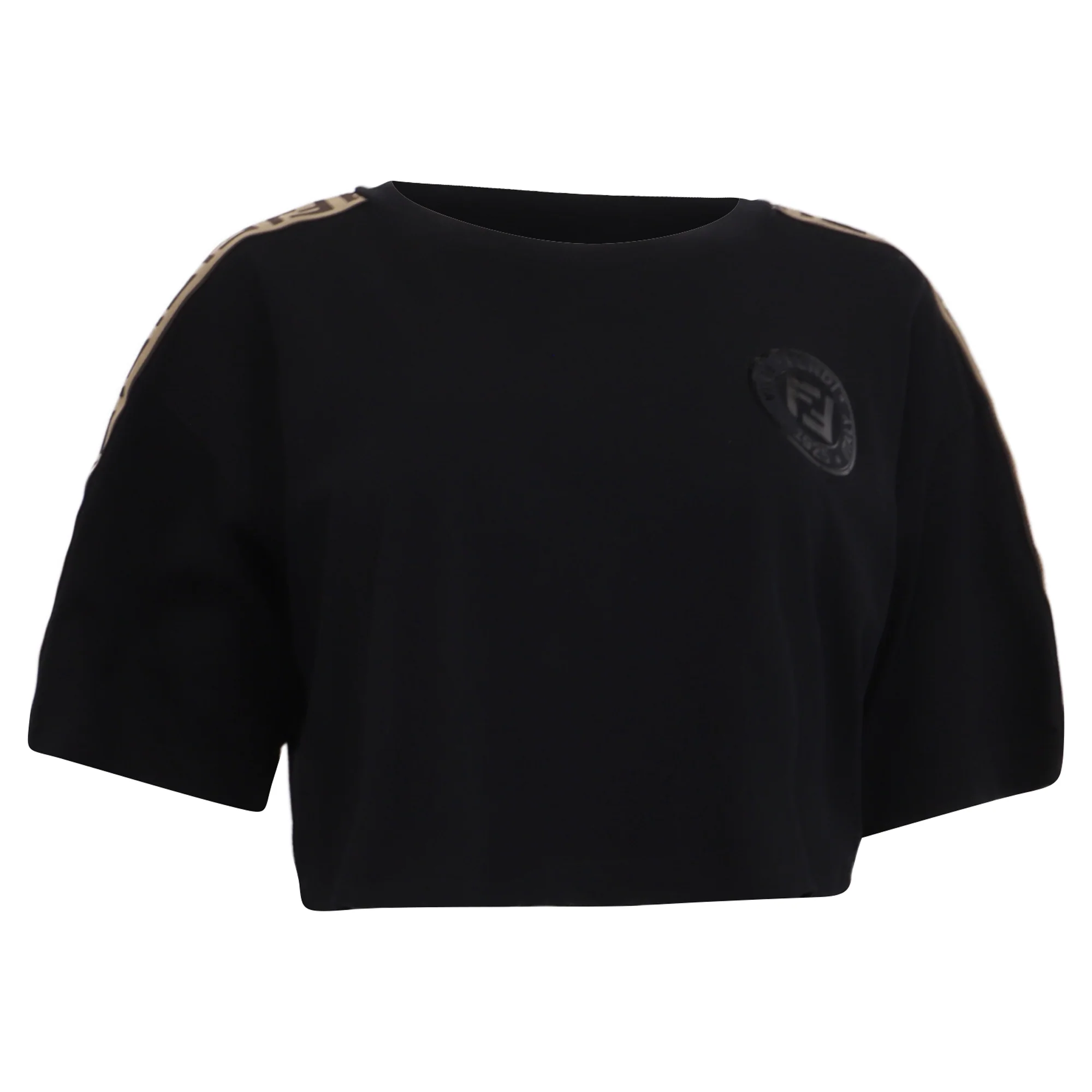 Women's Fendi Fendirama Cropped T-Shirt in Black Cotton