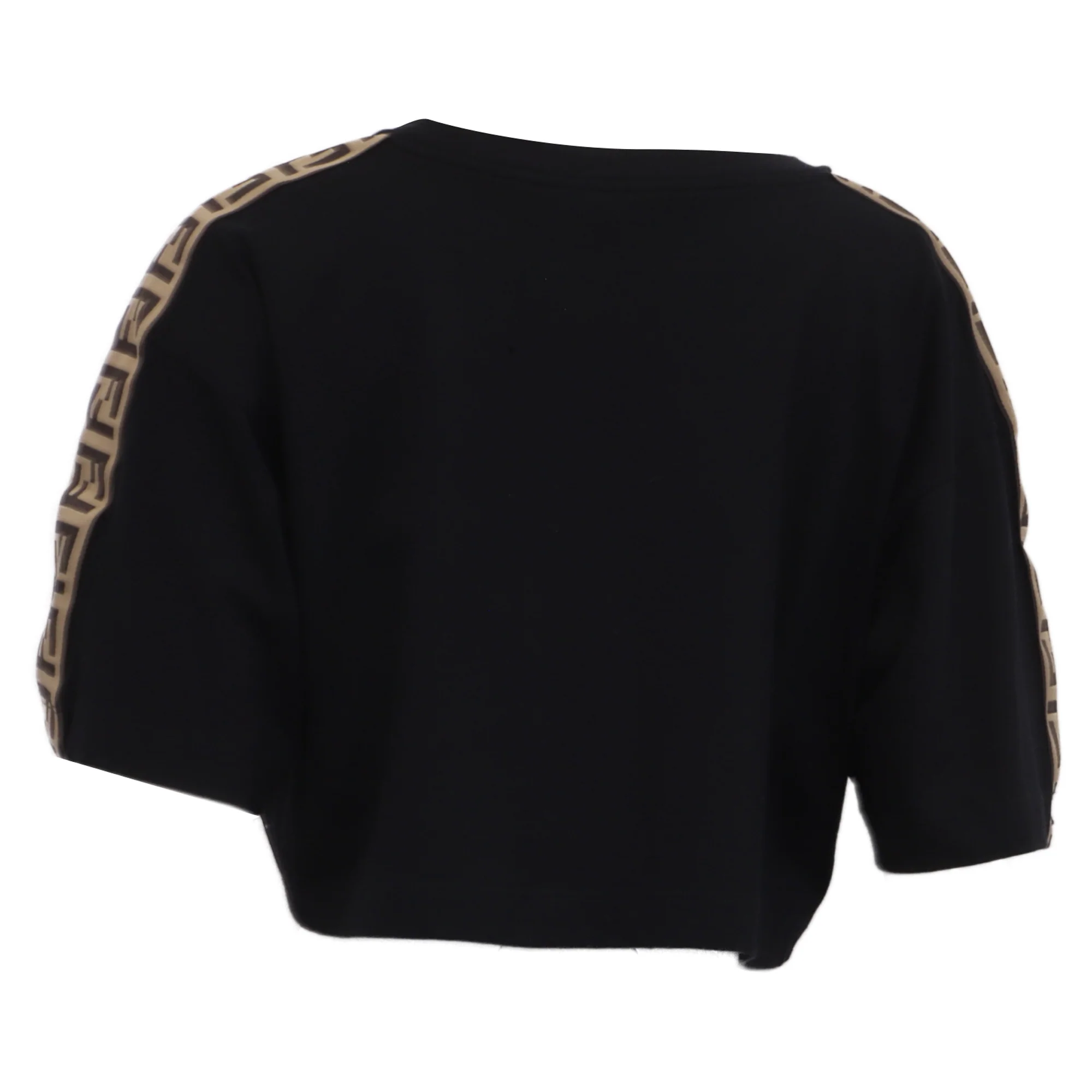 Women's Fendi Fendirama Cropped T-Shirt in Black Cotton - Image 4
