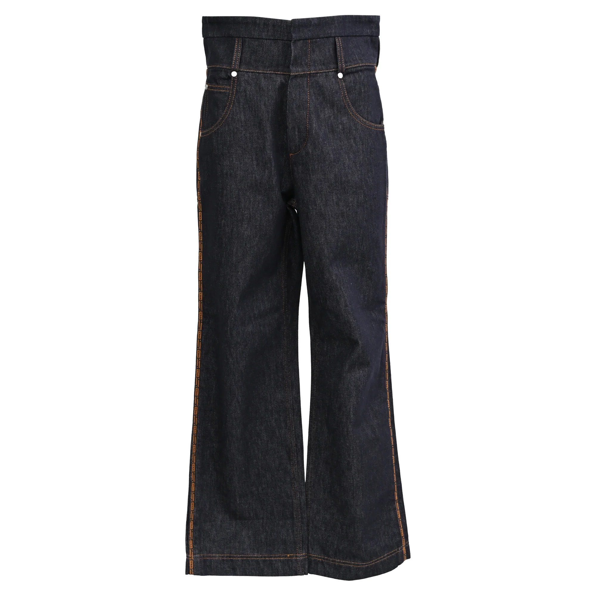 Women's Fendi High Rise Straight Leg Jeans in Navy Blue Denim