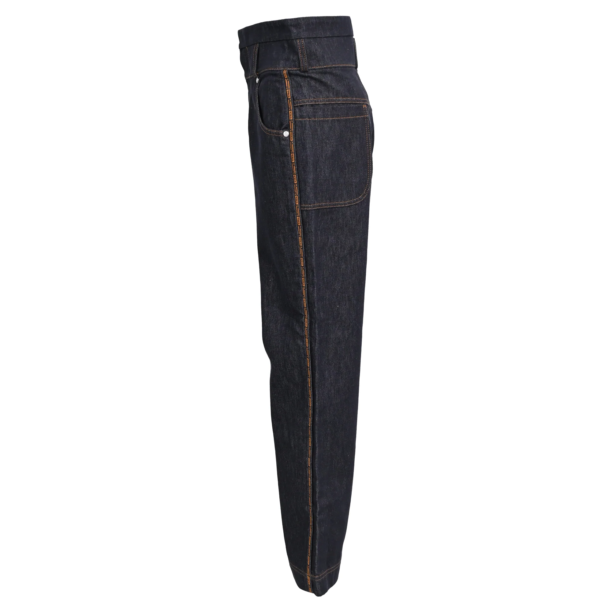 Women's Fendi High Rise Straight Leg Jeans in Navy Blue Denim - Image 2