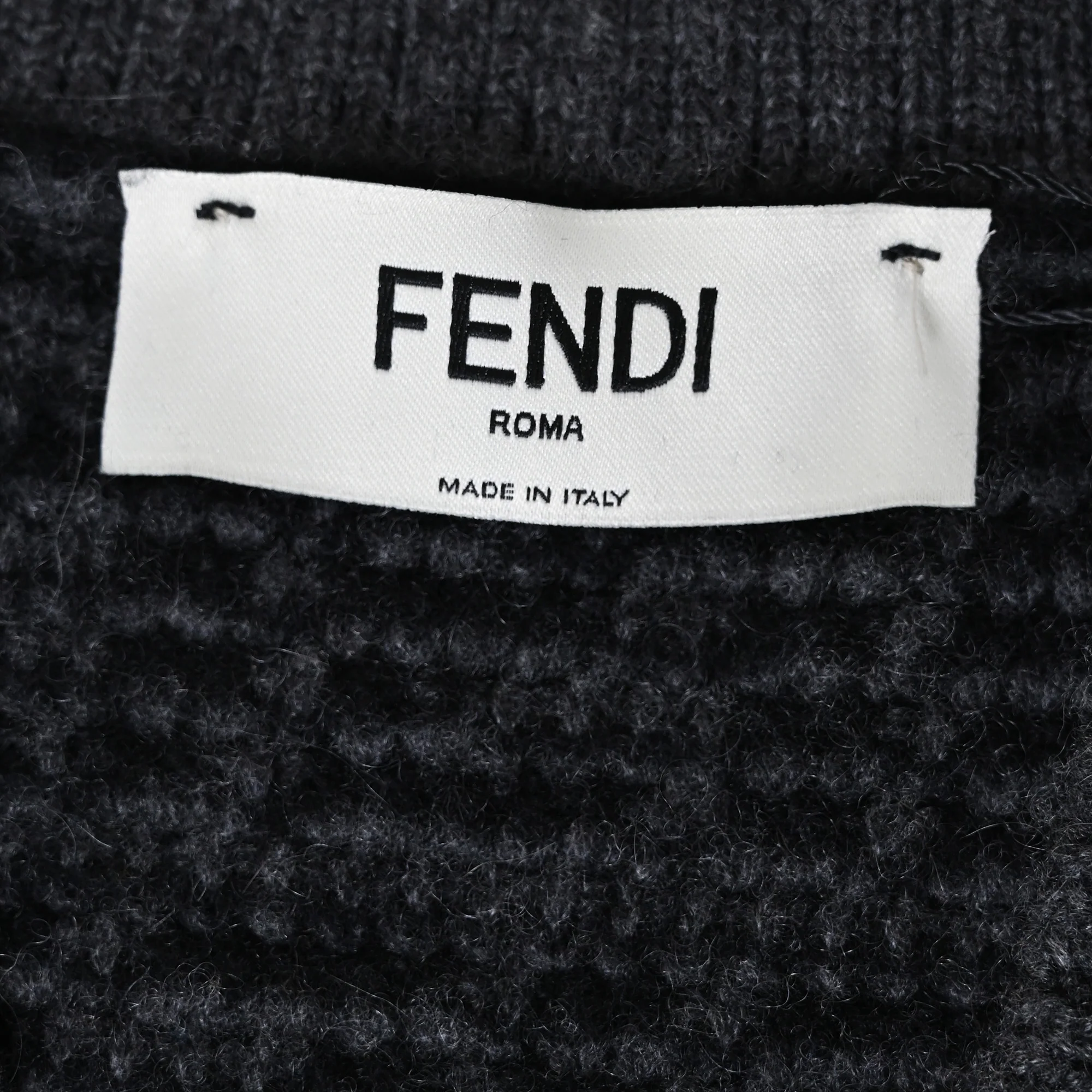Women's Fendi Monogram Jacquard Cardigan in Grey Wool - Image 4
