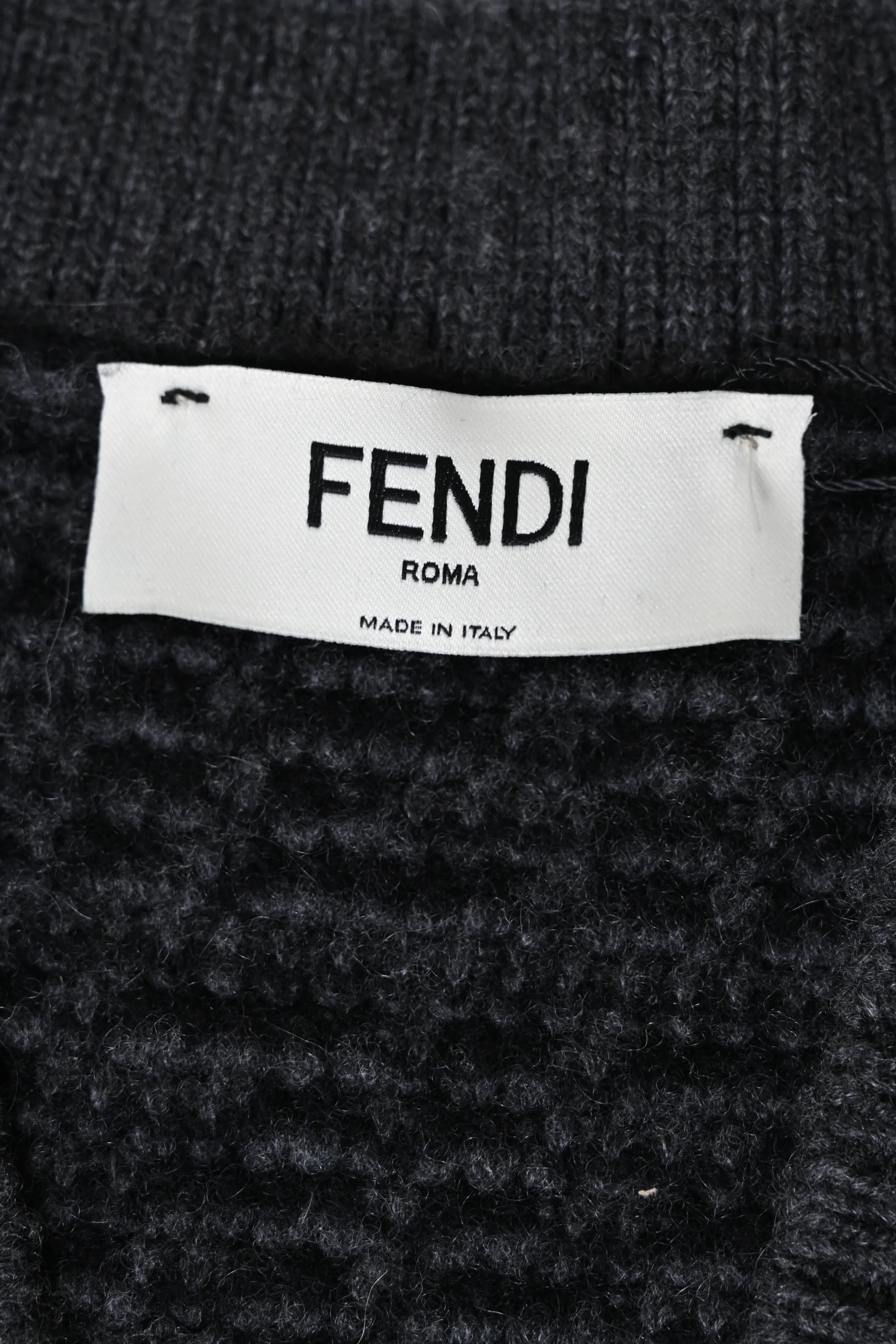 Women's Fendi Monogram Jacquard Cardigan in Grey Wool - Image 9