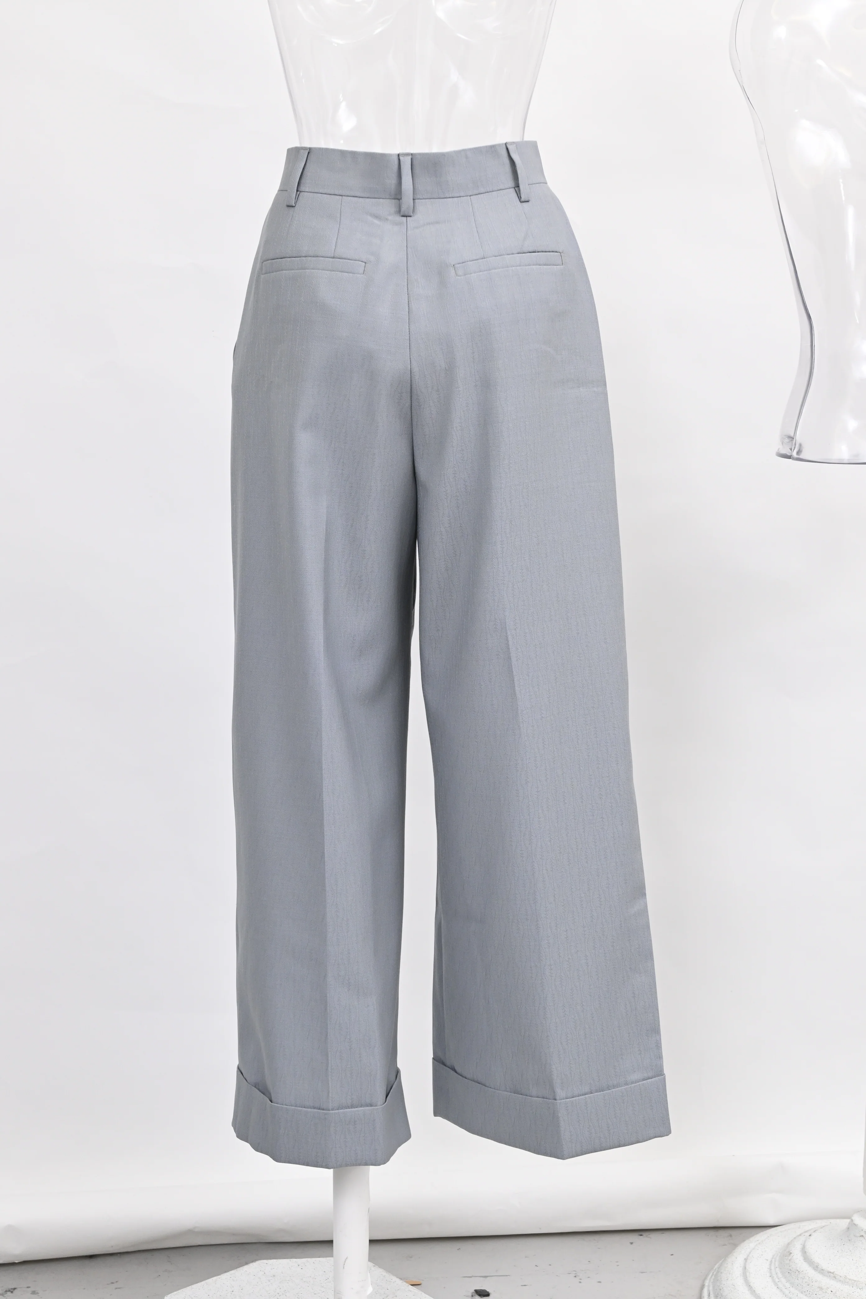 Women's Fendi Straight Leg Pants in Light Blue Wool - Image 6