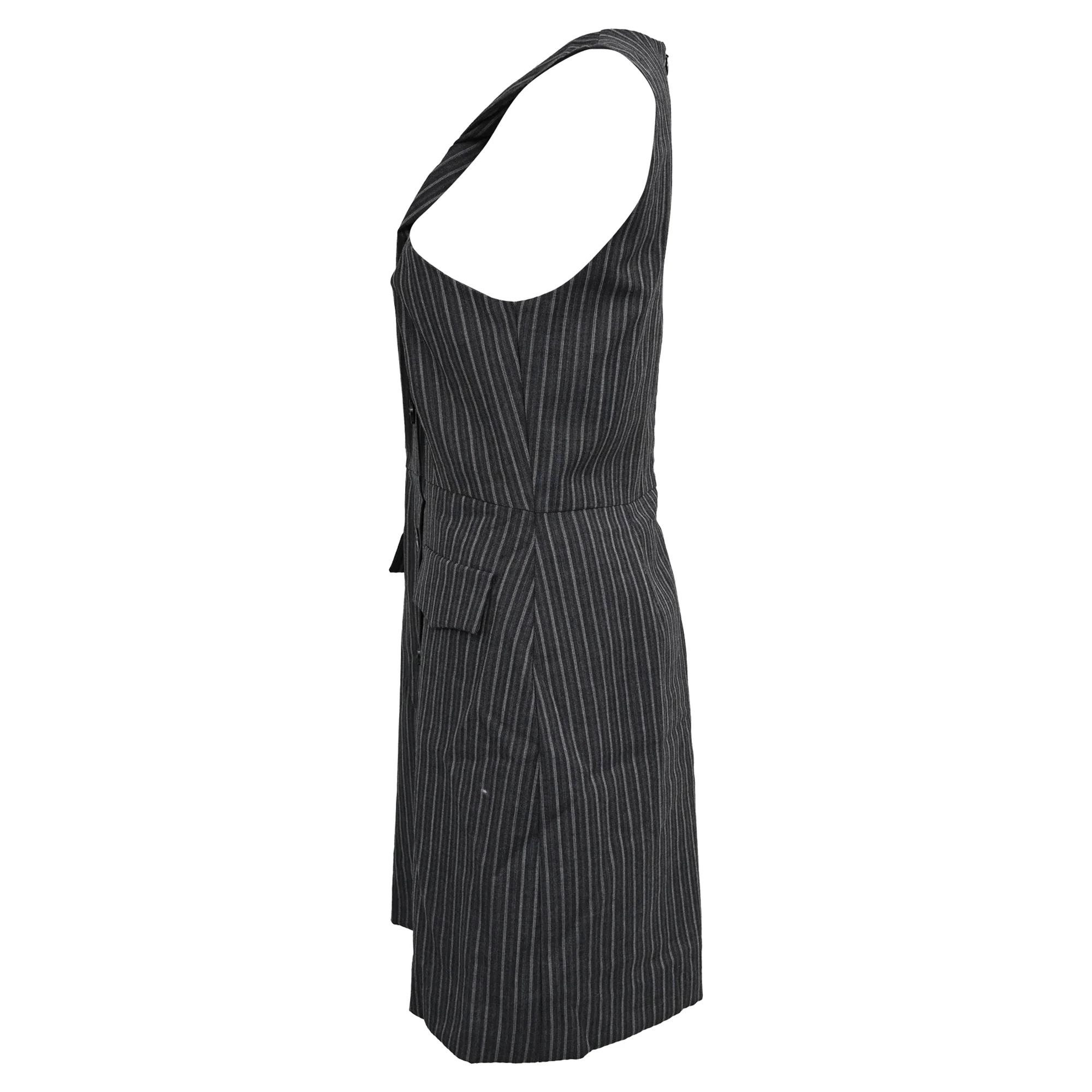 Women's Ganni Twist-Front Jacquard Mini Dress In Dark Gray Recycled Polyester - Image 2
