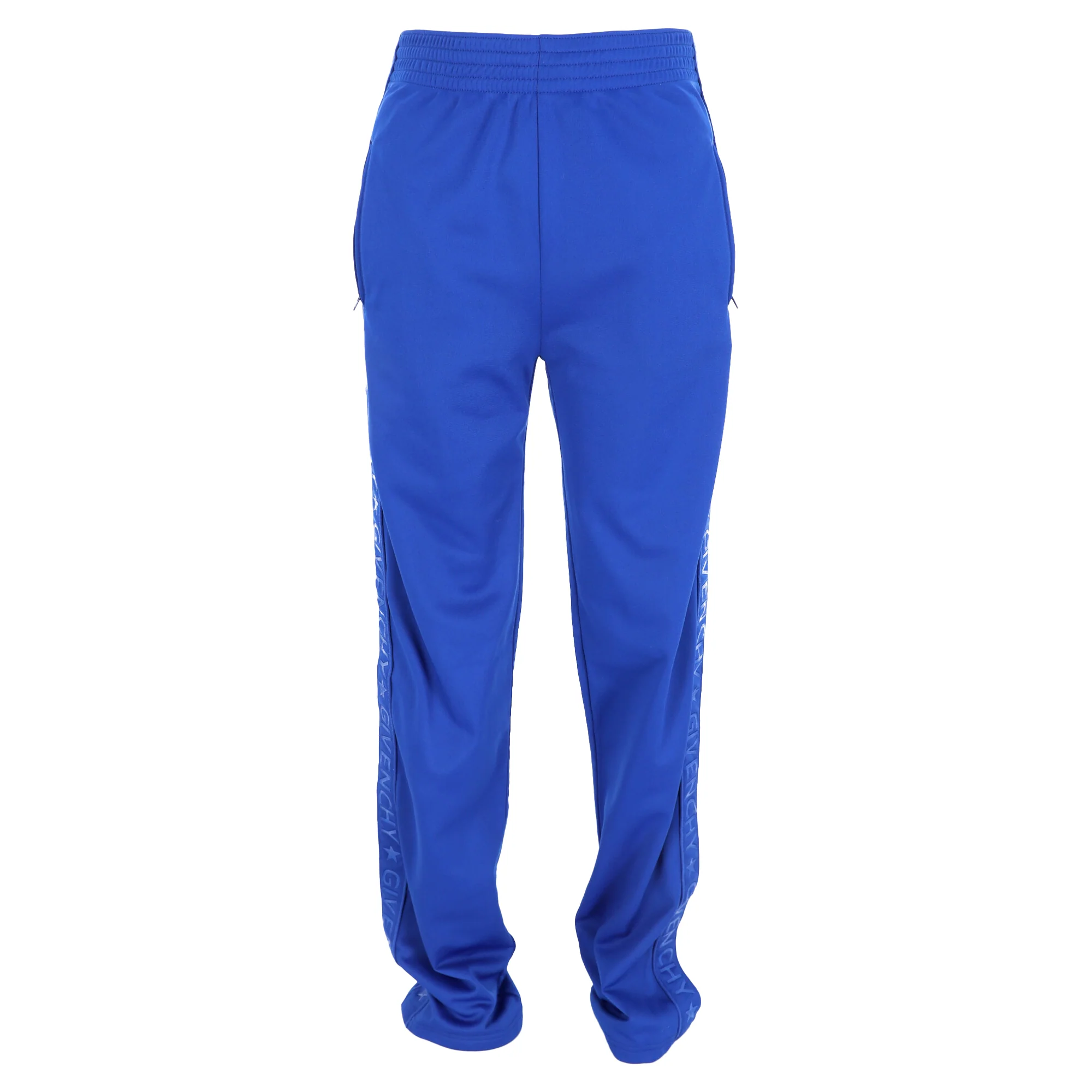 Women's Givenchy Logo Tape Detailed Track Pants in Blue Polyester