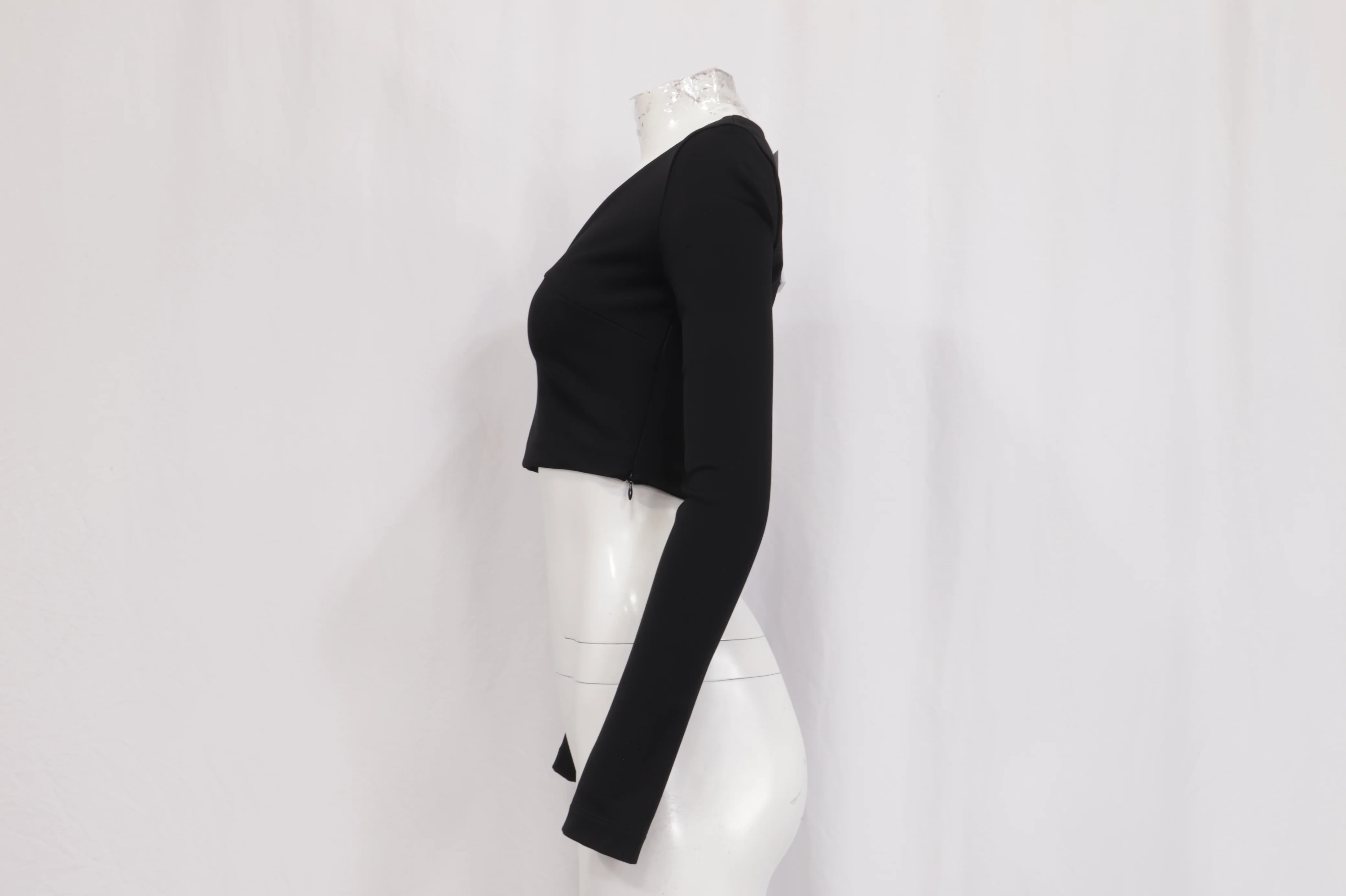 Women's  Givenchy Long Sleeve Crop Top in Black Viscose - Image 10