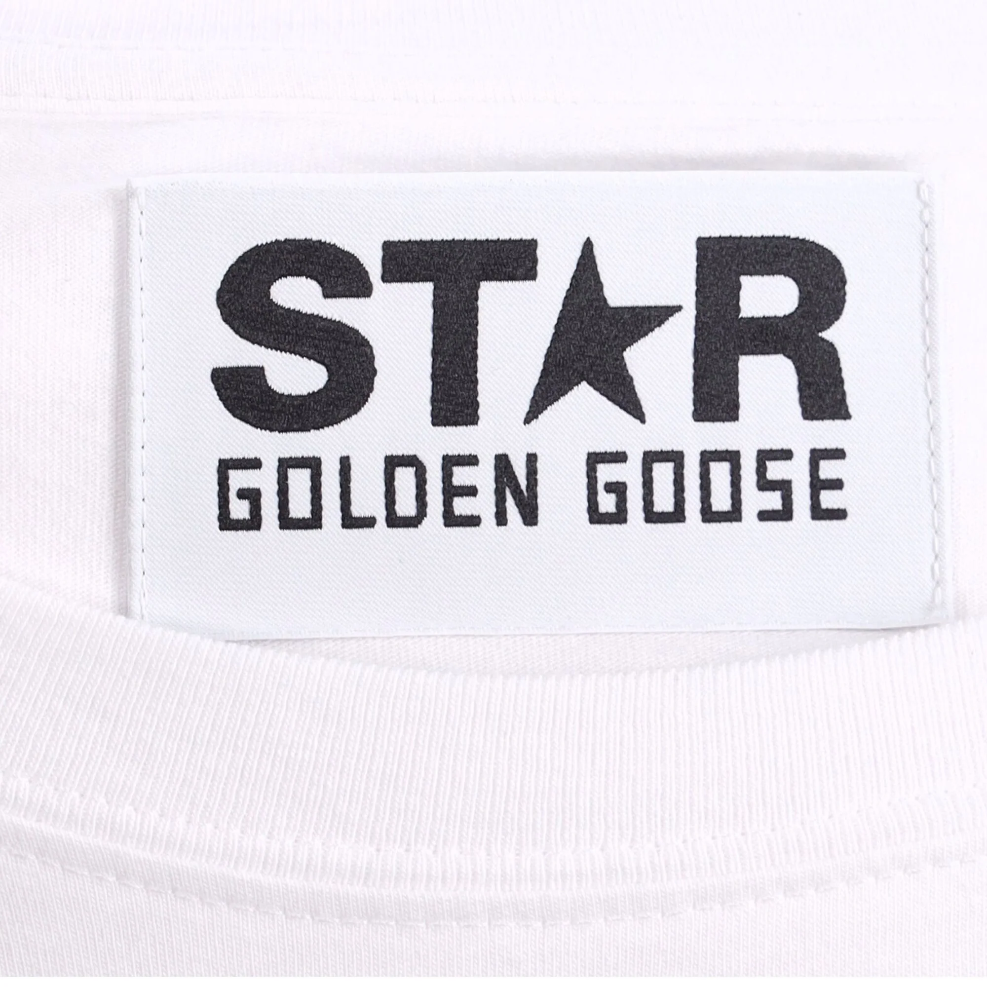 Men's Golden Goose White T-Shirt With Contrasting Green Logo And Star - Image 4