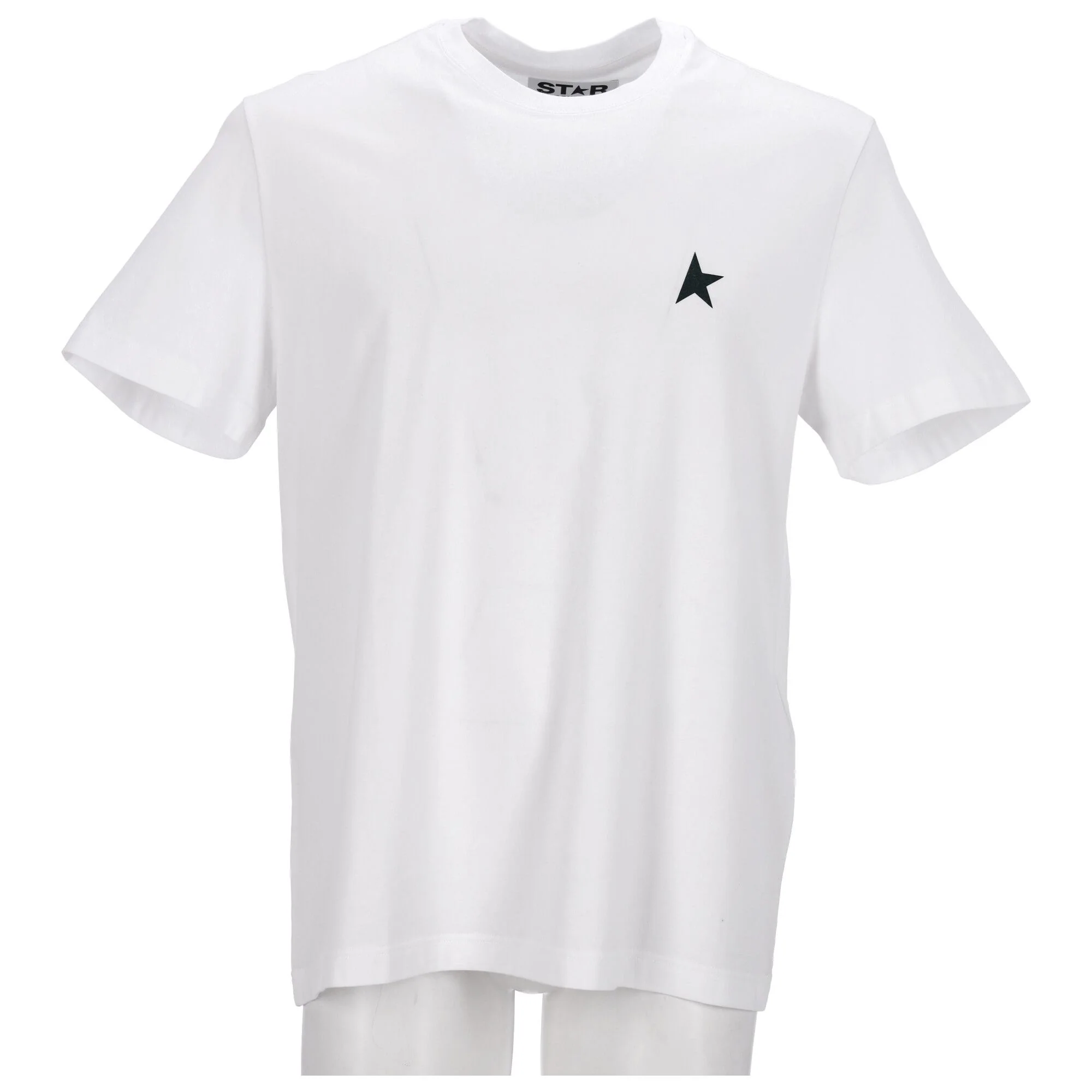 Men's Golden Goose White T-Shirt With Contrasting Green Logo And Star - Image 5