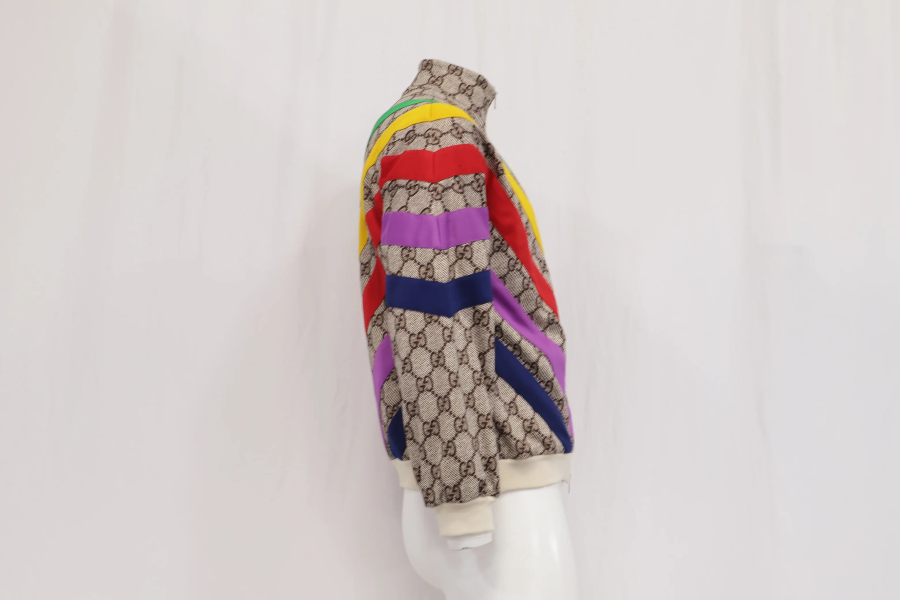 Men's Gucci GG Rainbow Jersey Zip-Up Jacket in Multicolor Polyester - Image 10