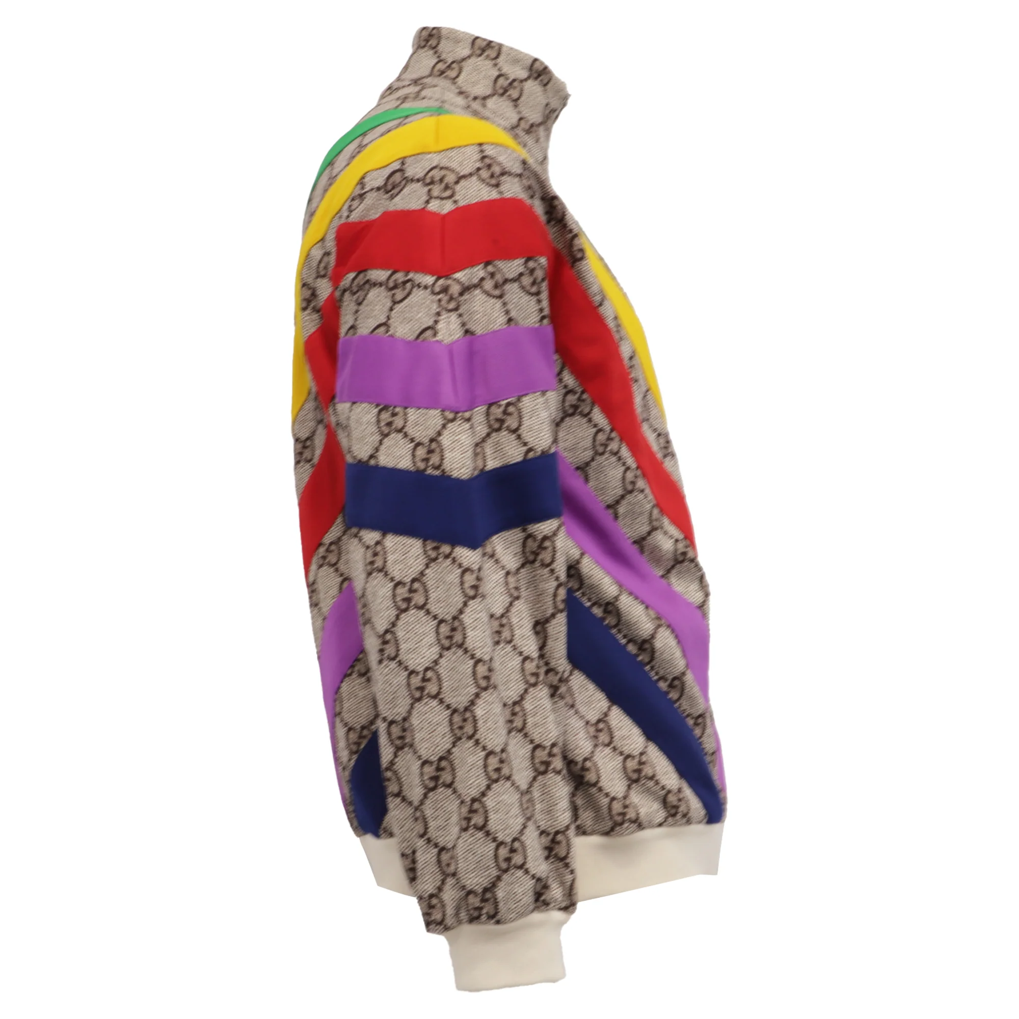 Men's Gucci GG Rainbow Jersey Zip-Up Jacket in Multicolor Polyester - Image 3