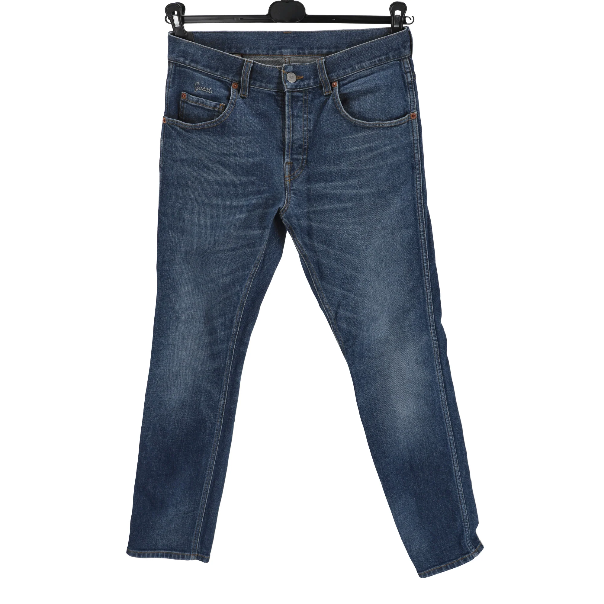 Men's Gucci Interlocking G Logo Skinny Jeans in Blue Denim - Image 9
