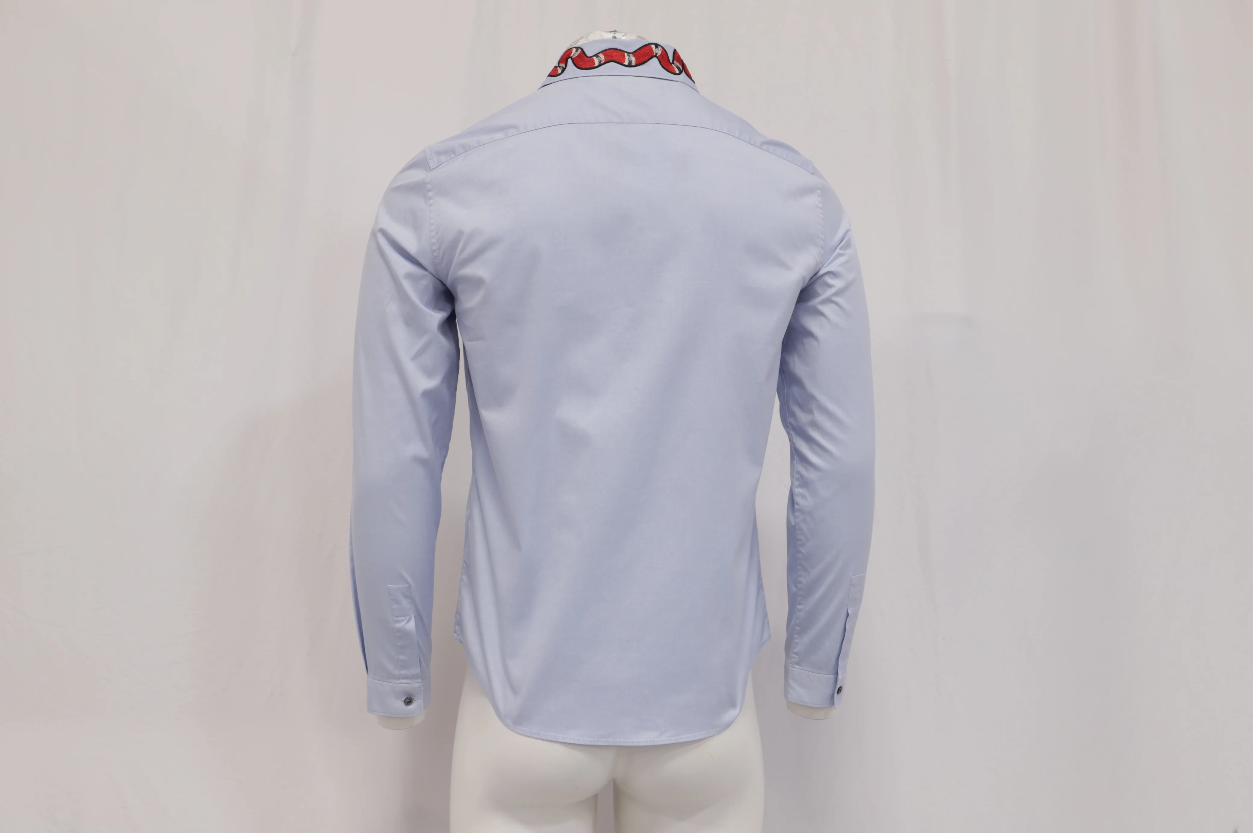 Men's Gucci Kingsnake Embroidered Shirt in Blue Cotton - Image 10