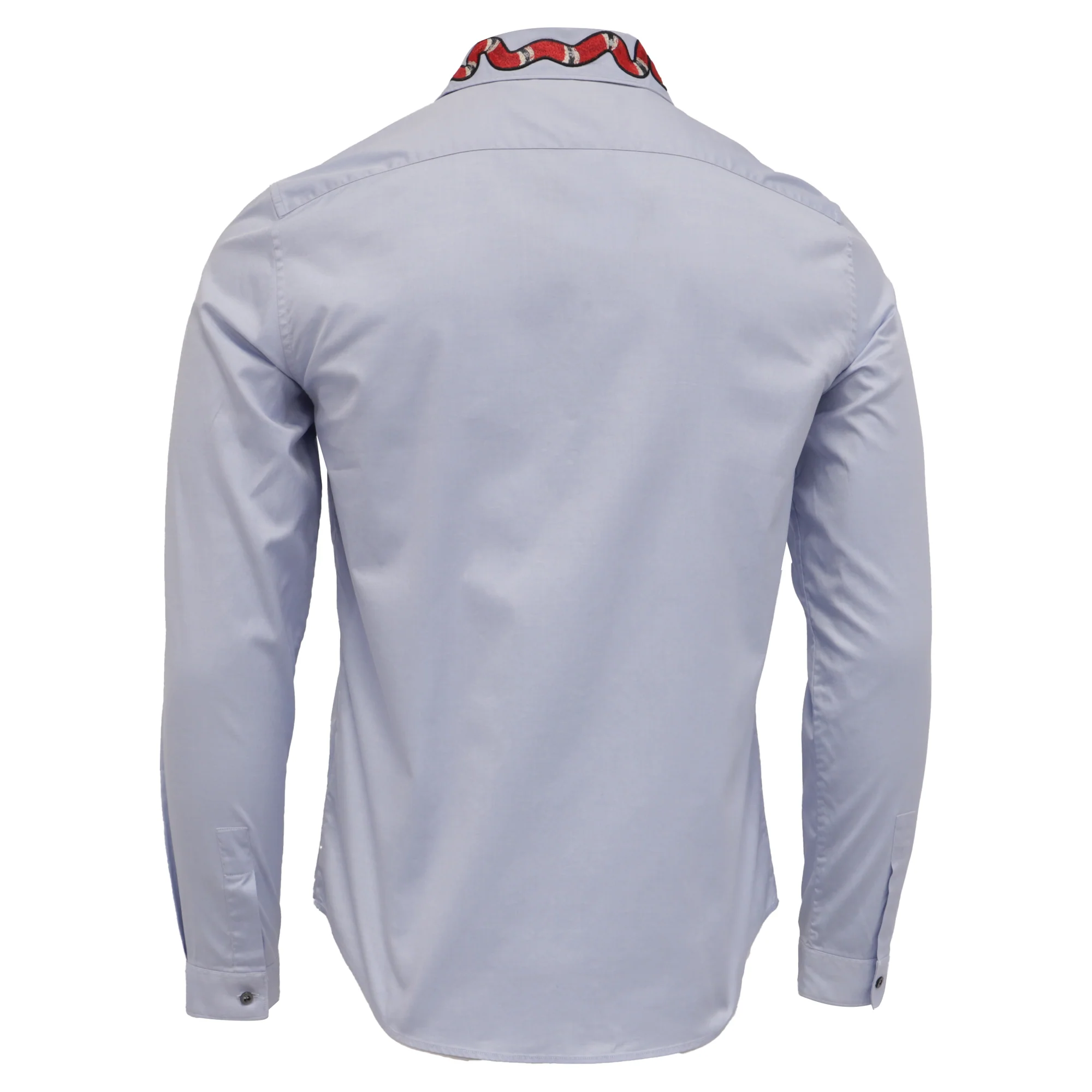 Men's Gucci Kingsnake Embroidered Shirt in Blue Cotton - Image 4