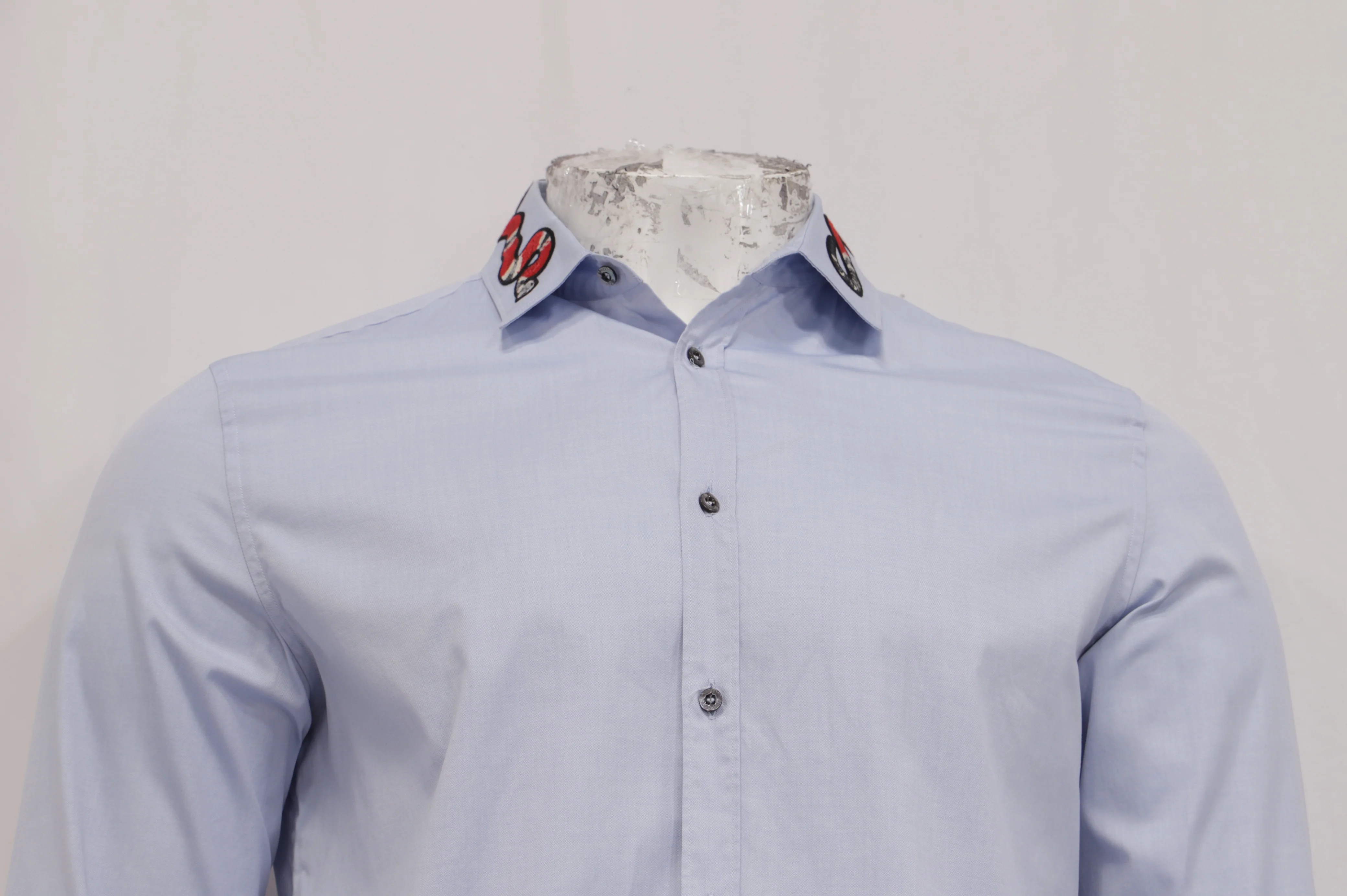Men's Gucci Kingsnake Embroidered Shirt in Blue Cotton - Image 8