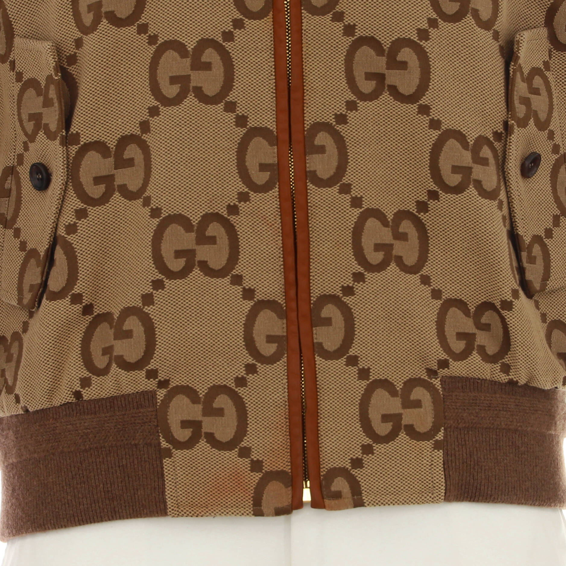Men's Zip Up Bomber Jacket Jumbo GG Cotton Blend - Image 5
