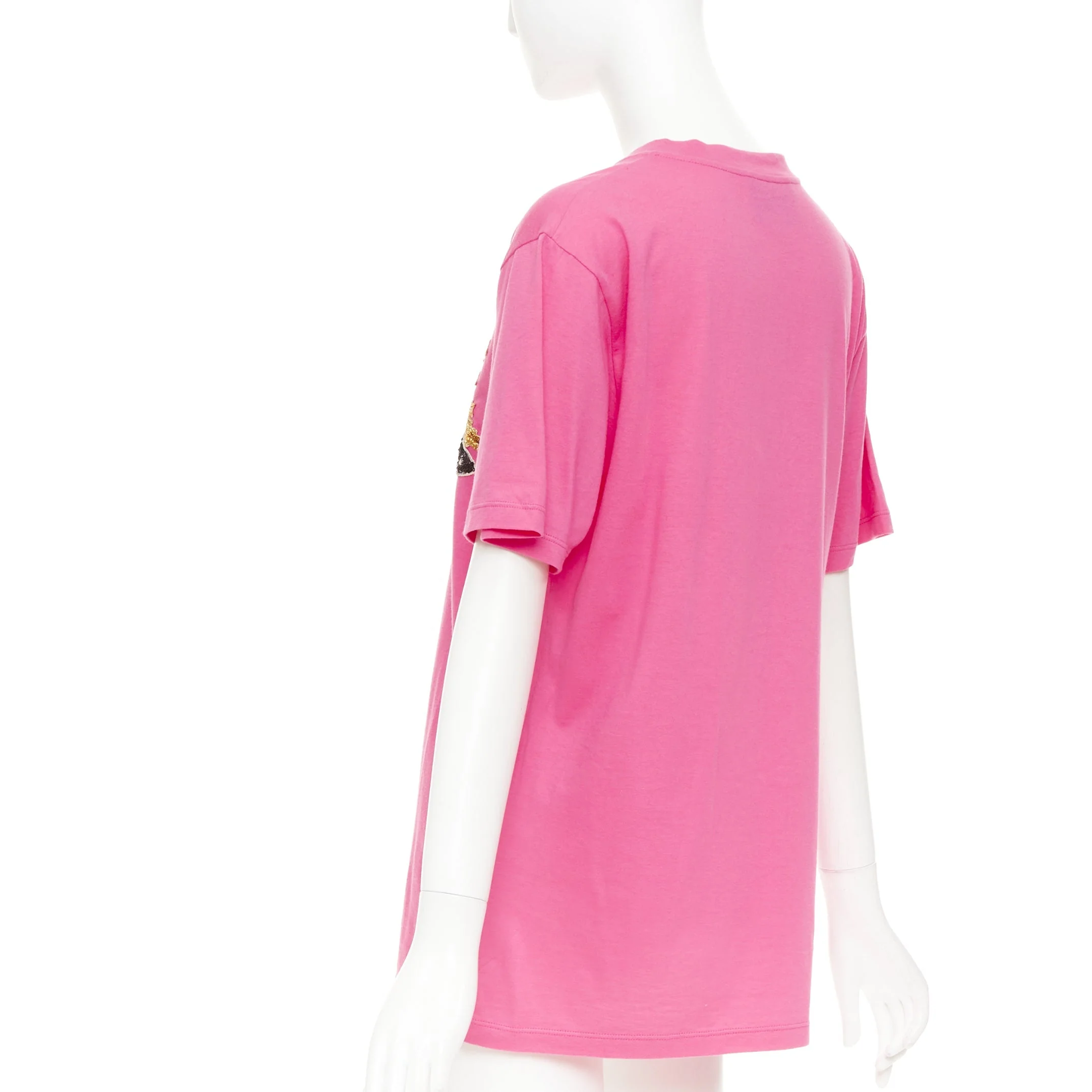 Women's GUCCI 2017 pink cotton multicolor sequin UFO rainbow graphic t-shirt XS - Image 6