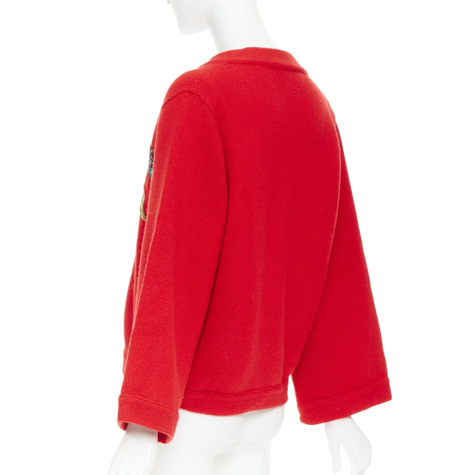 Women's GUCCI 2017 Runway red wool Loved Bird floral embroidered red wool sweater S - Image 6