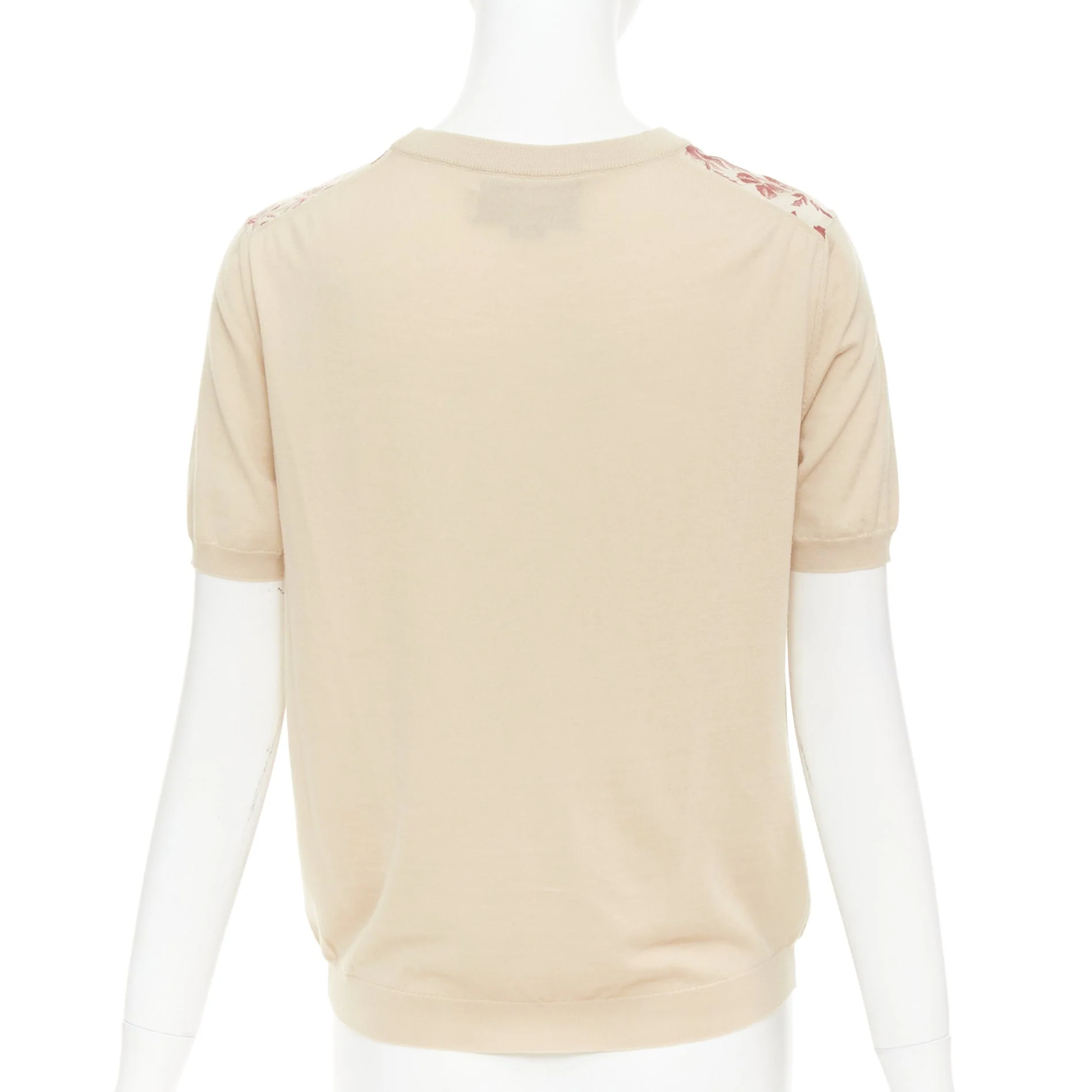 Women's GUCCI Bloom floral butterfly silk print front wool knit sweater top M - Image 5
