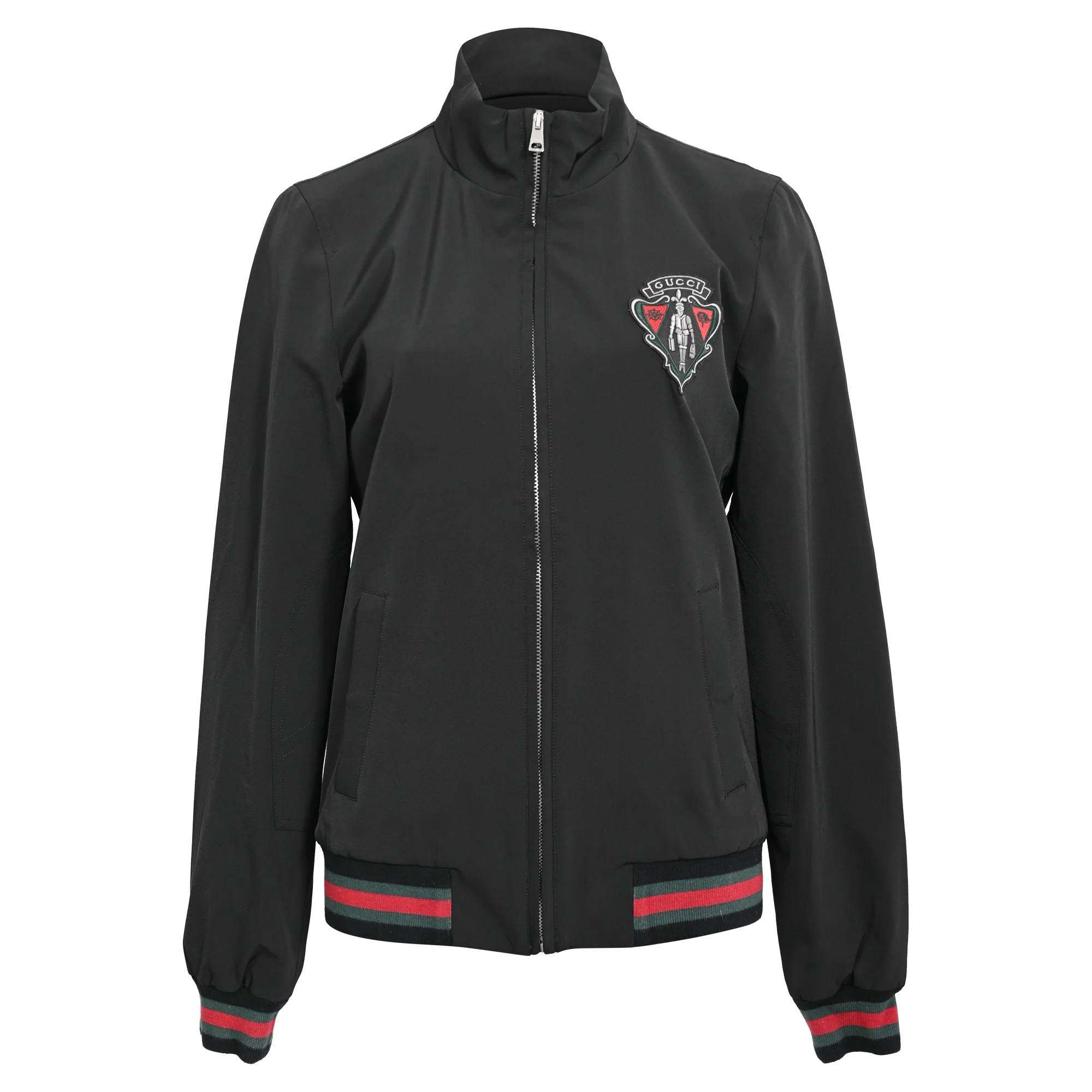 Women's Gucci Equestrian Zip Front Jacket in Black Polyester