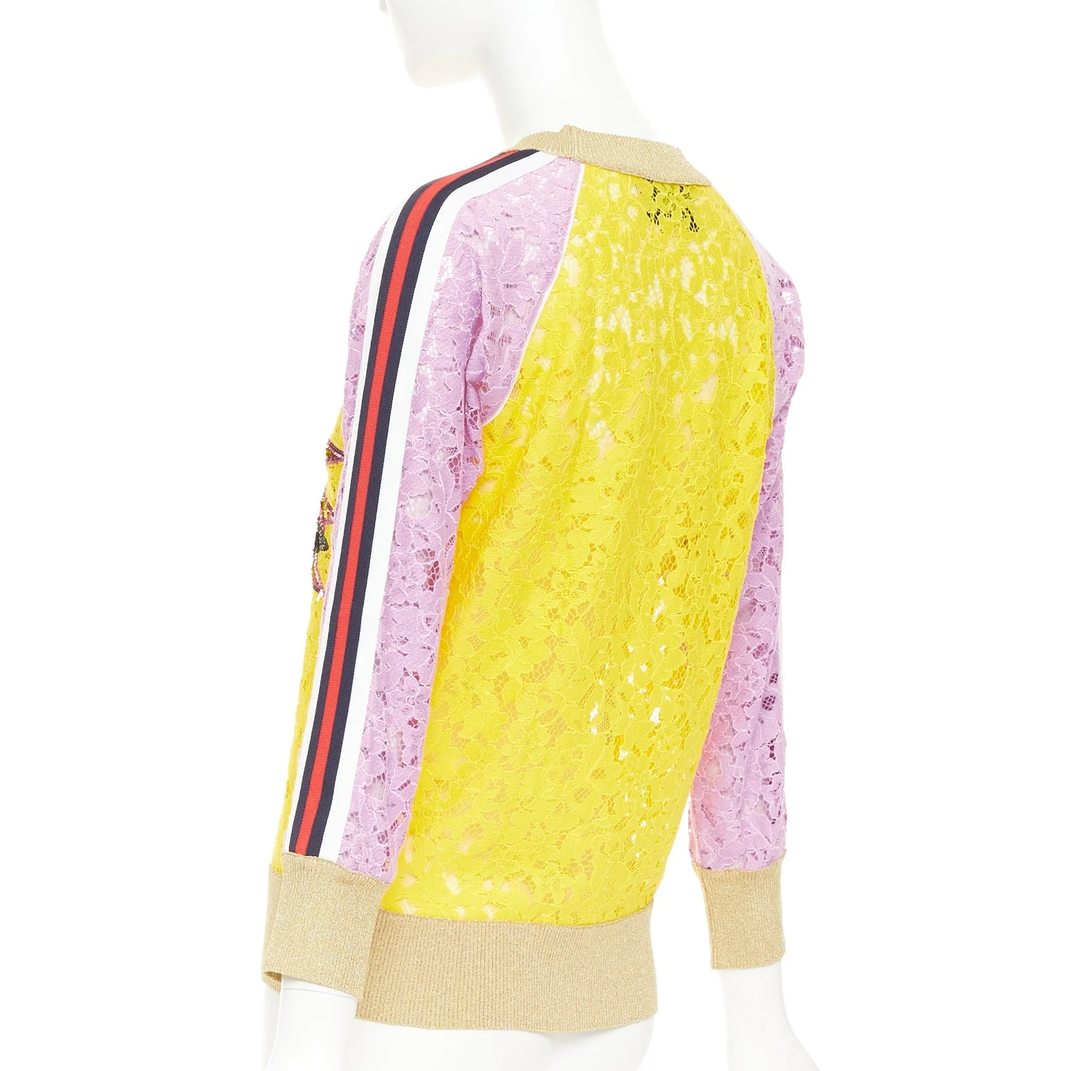 Women's GUCCI multicolor lace UFO sunburst sequin applique pullover sweater top XS - Image 6