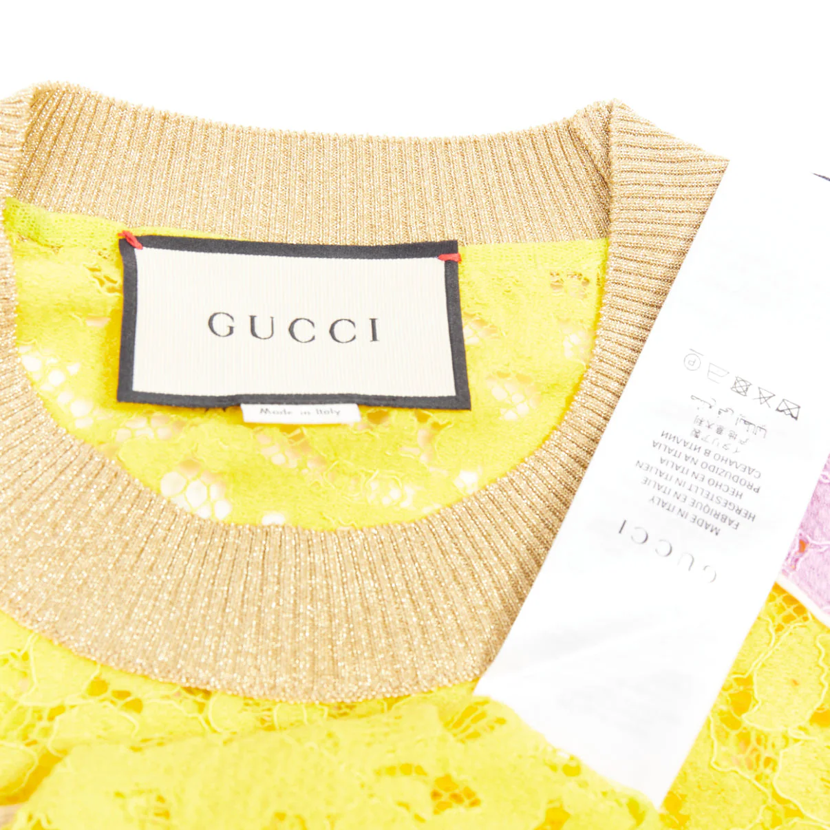 Women's GUCCI multicolor lace UFO sunburst sequin applique pullover sweater top XS - Image 8