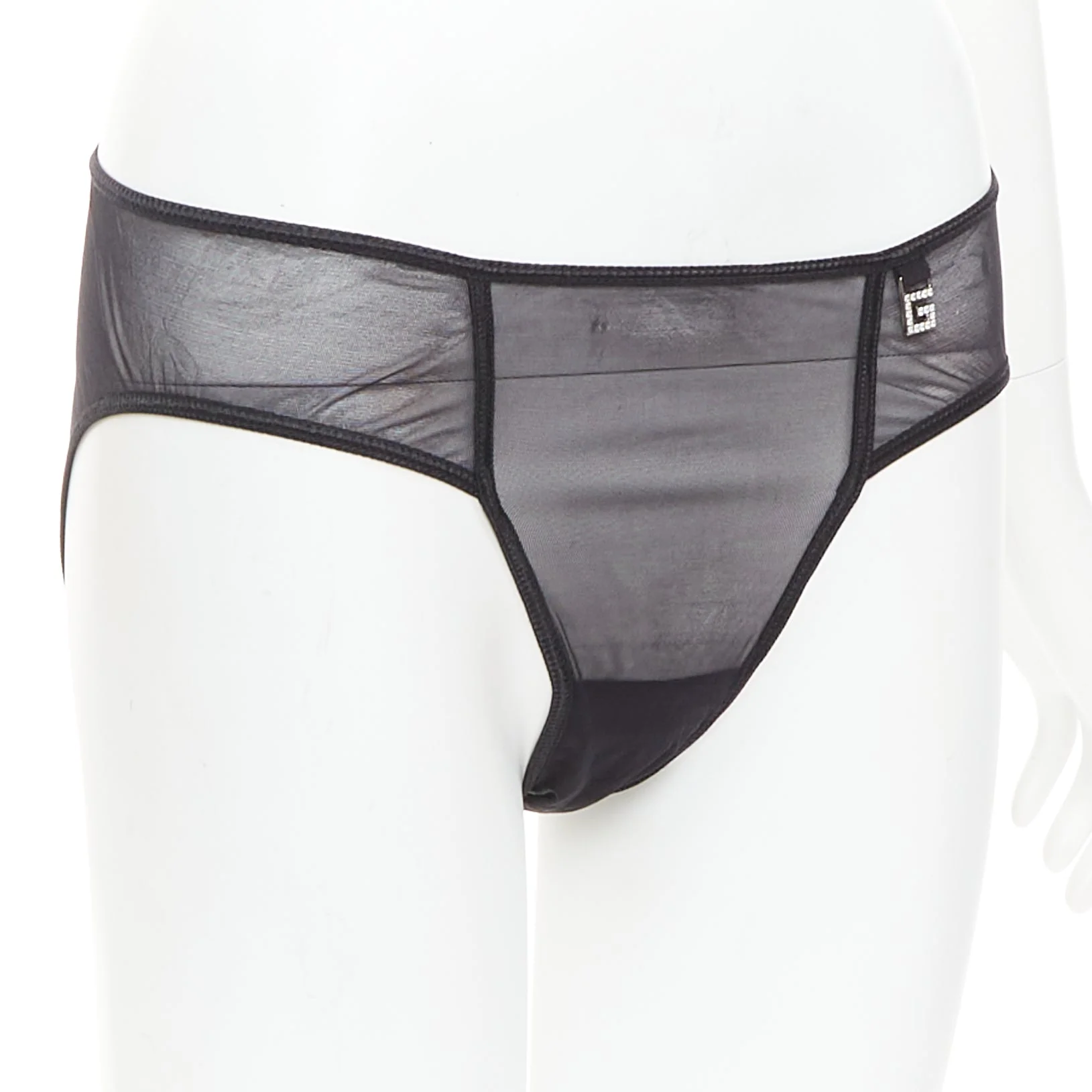 Women's GUCCI Tom Ford Vintage crystal G logo sheer under bottom pants S - Image 3
