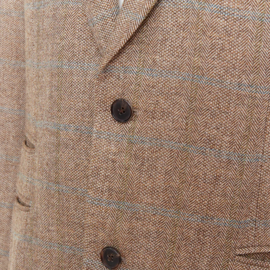 Men's HERMES brown blue wool mohair cashmere checked full canvas blazer EU50 L - Image 2