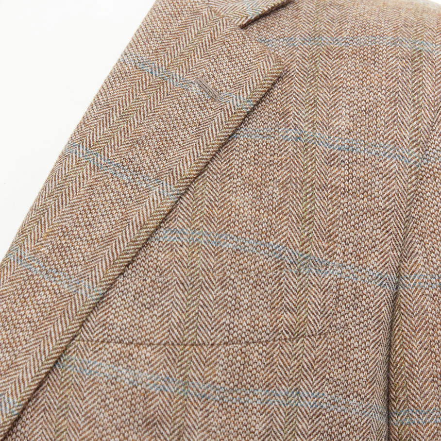 Men's HERMES brown blue wool mohair cashmere checked full canvas blazer EU50 L - Image 7