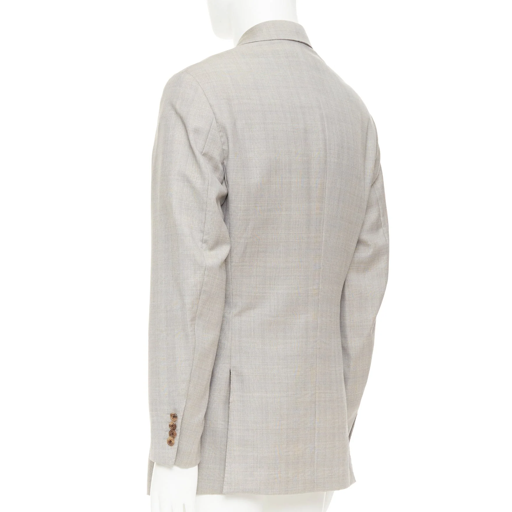 Men's HERMES light grey 100% wool checked full canvas flap pockets blazer EU50 L - Image 7