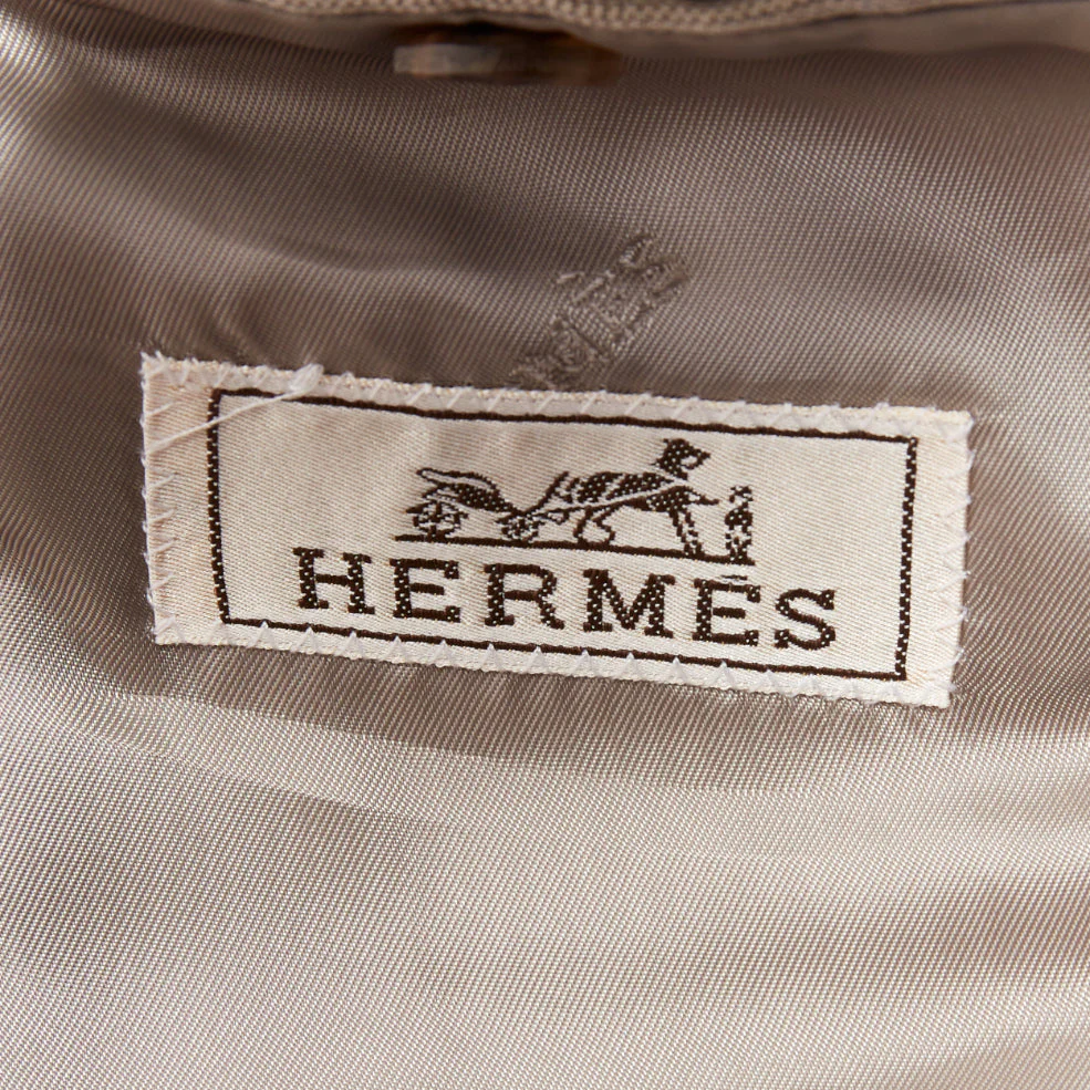 Men's HERMES light grey 100% wool checked full canvas flap pockets blazer EU50 L - Image 9