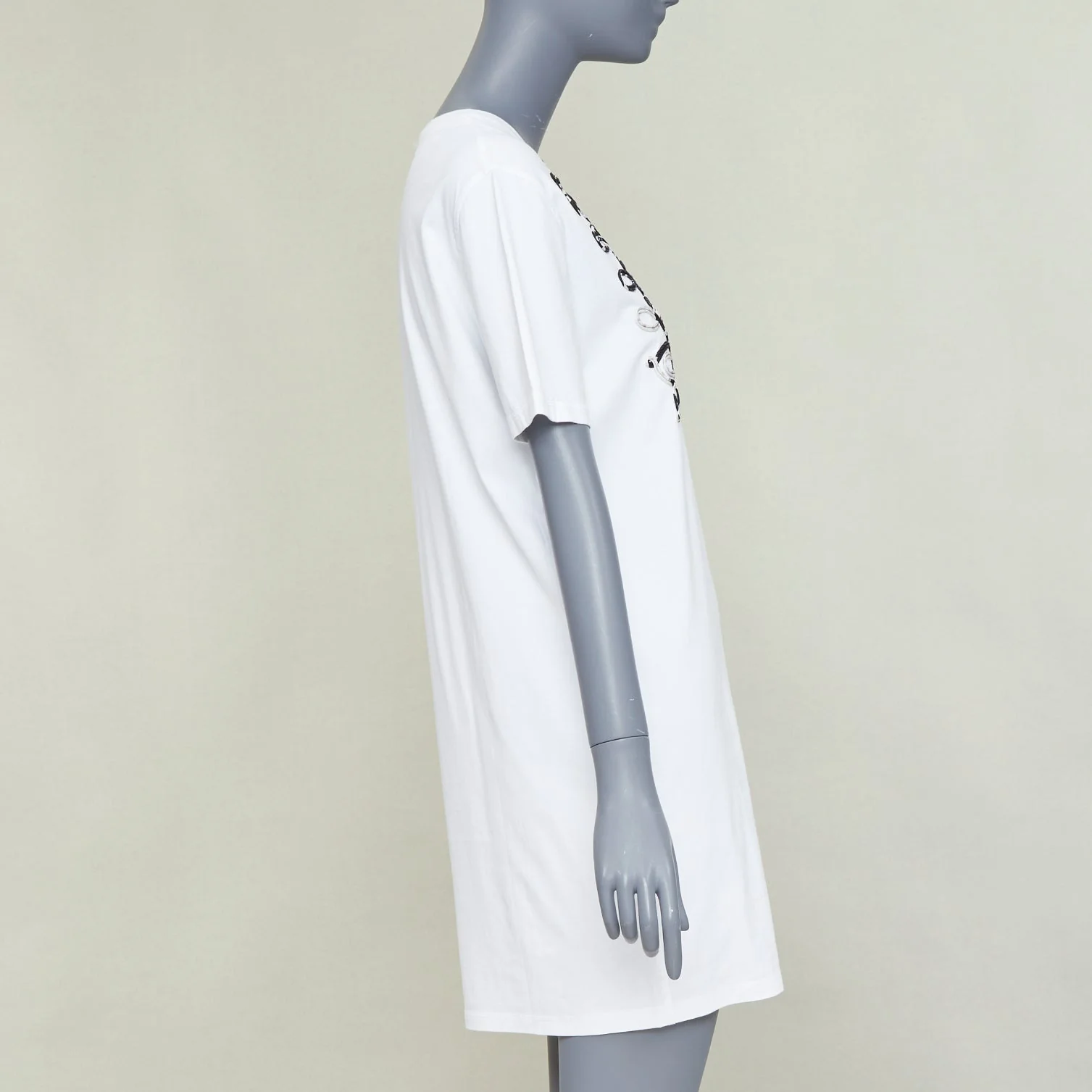 Women's HERMES Mors et Gourmettes Equstrian silk applique cotton tshirt dress FR36 S - Image 4