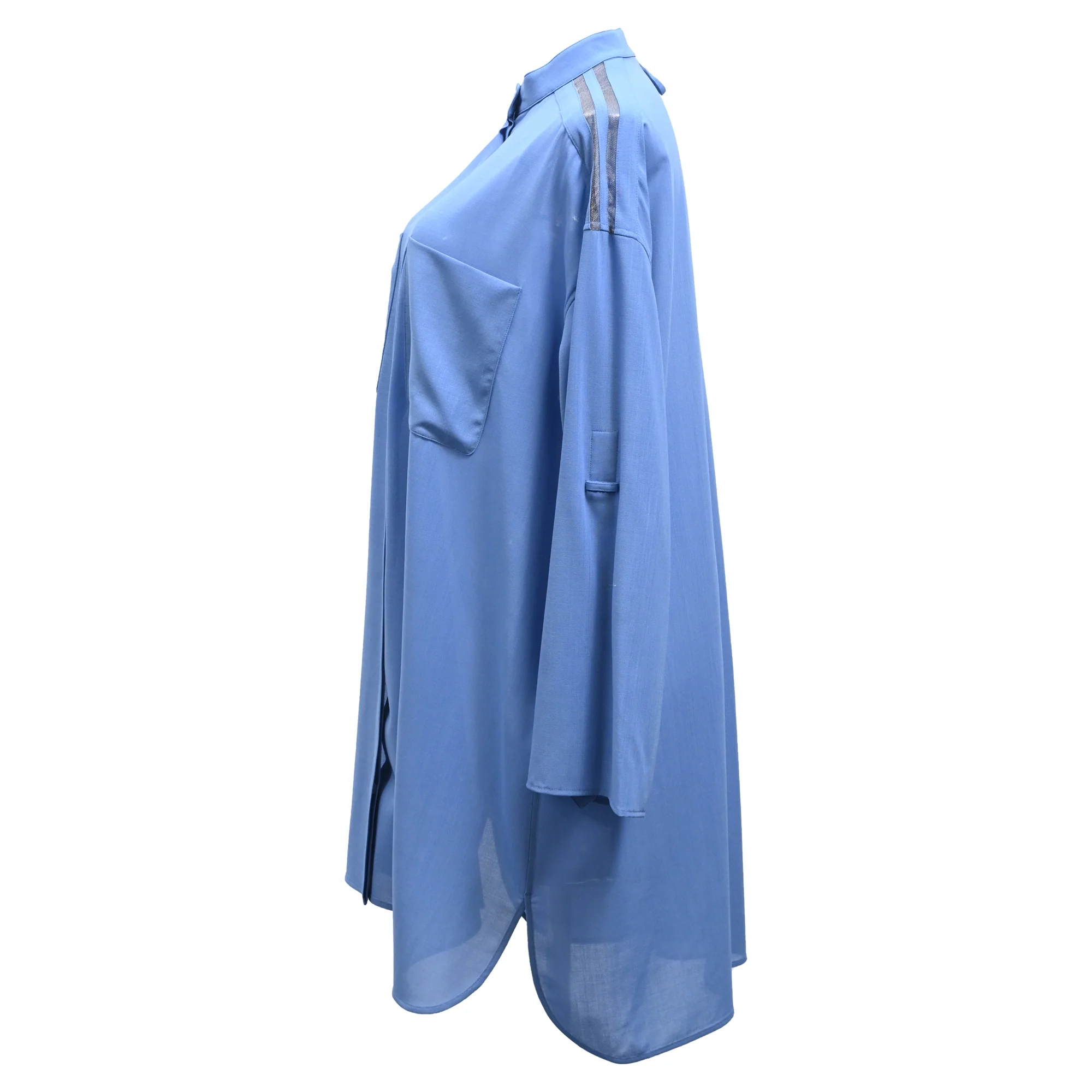 Women's Hermès Oversized Midi Shirt Dress in Blue Wool - Image 2