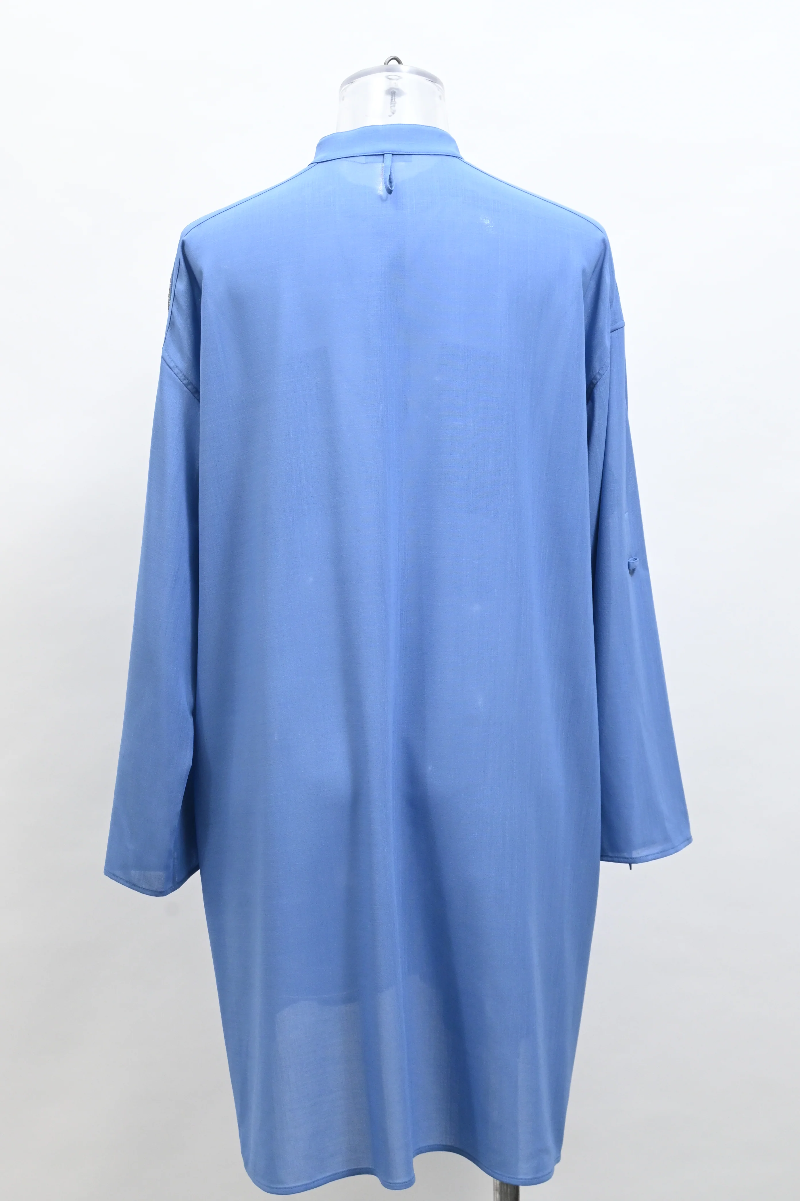 Women's Hermès Oversized Midi Shirt Dress in Blue Wool - Image 8